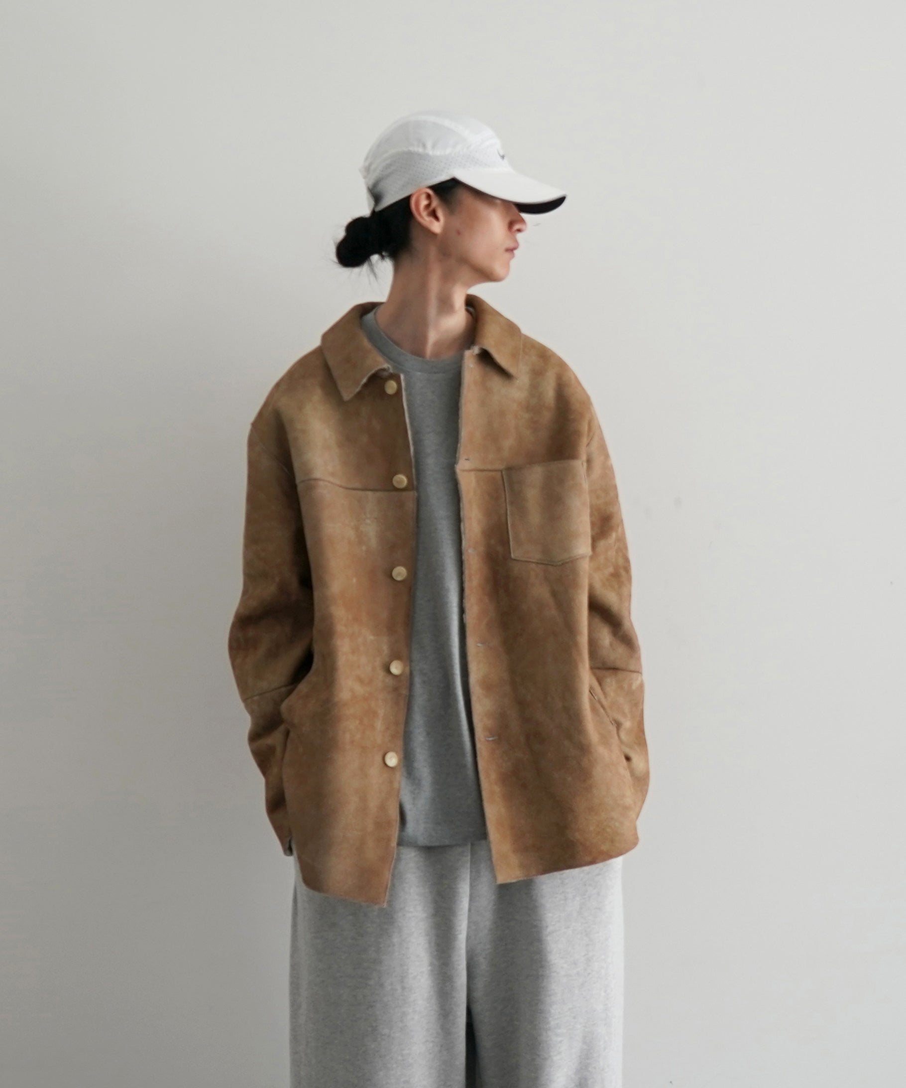 AURALEE Merino mouton shirt blouson "BEIGE"