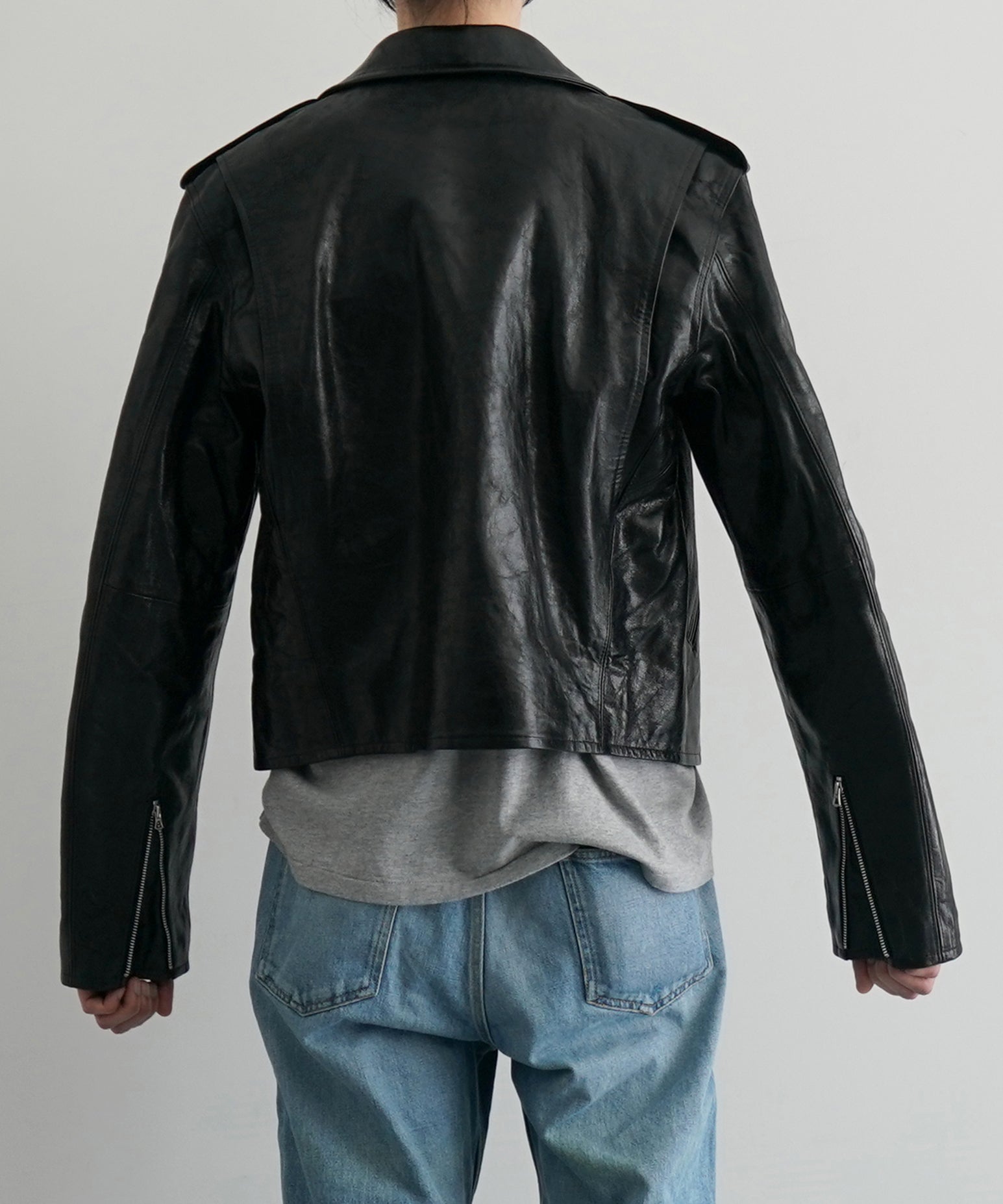 AURALEE Lamb leather riders jacket "BLACK"