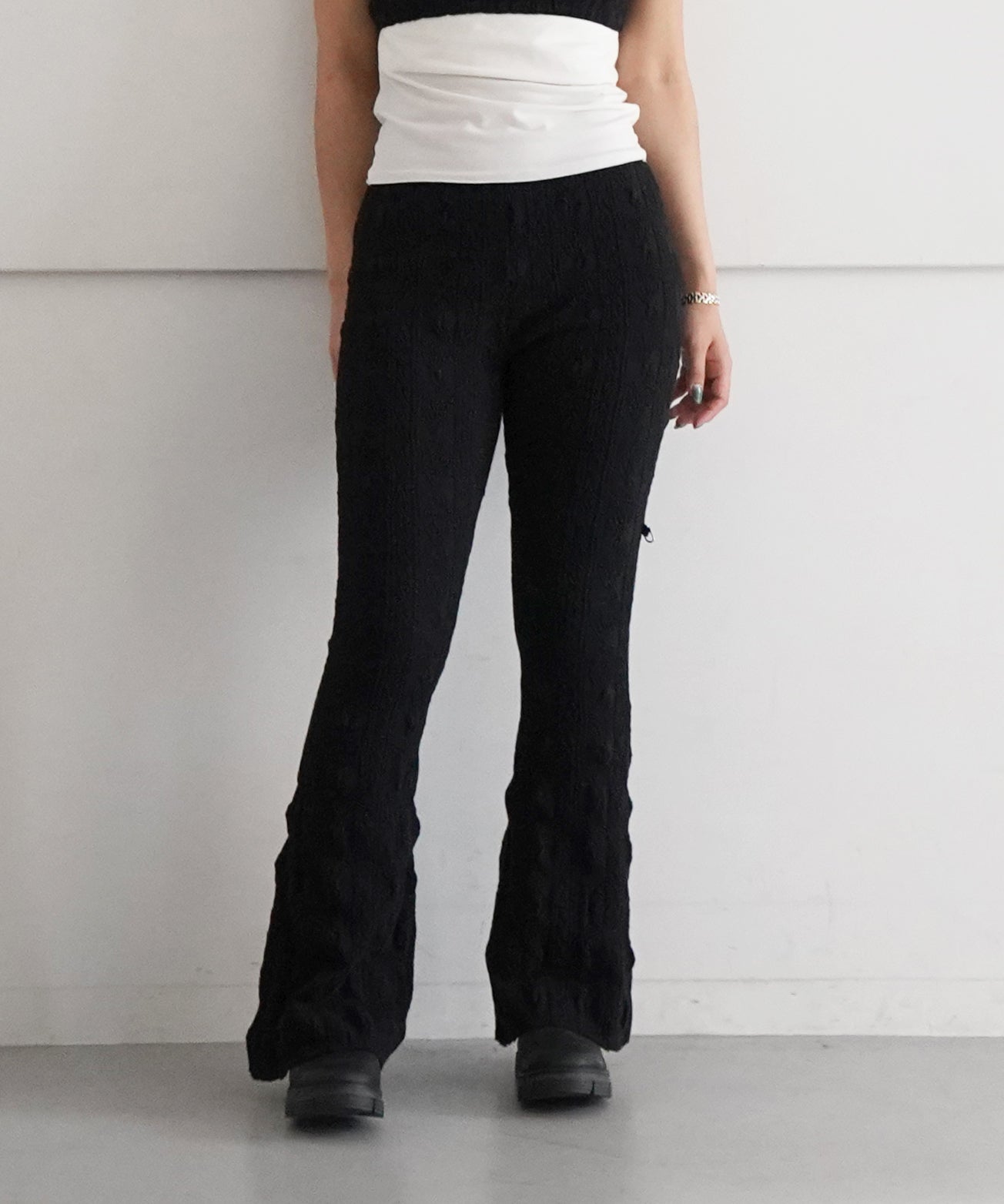 kotohayokozawa Shrunk - knit legging pants "BLACK"