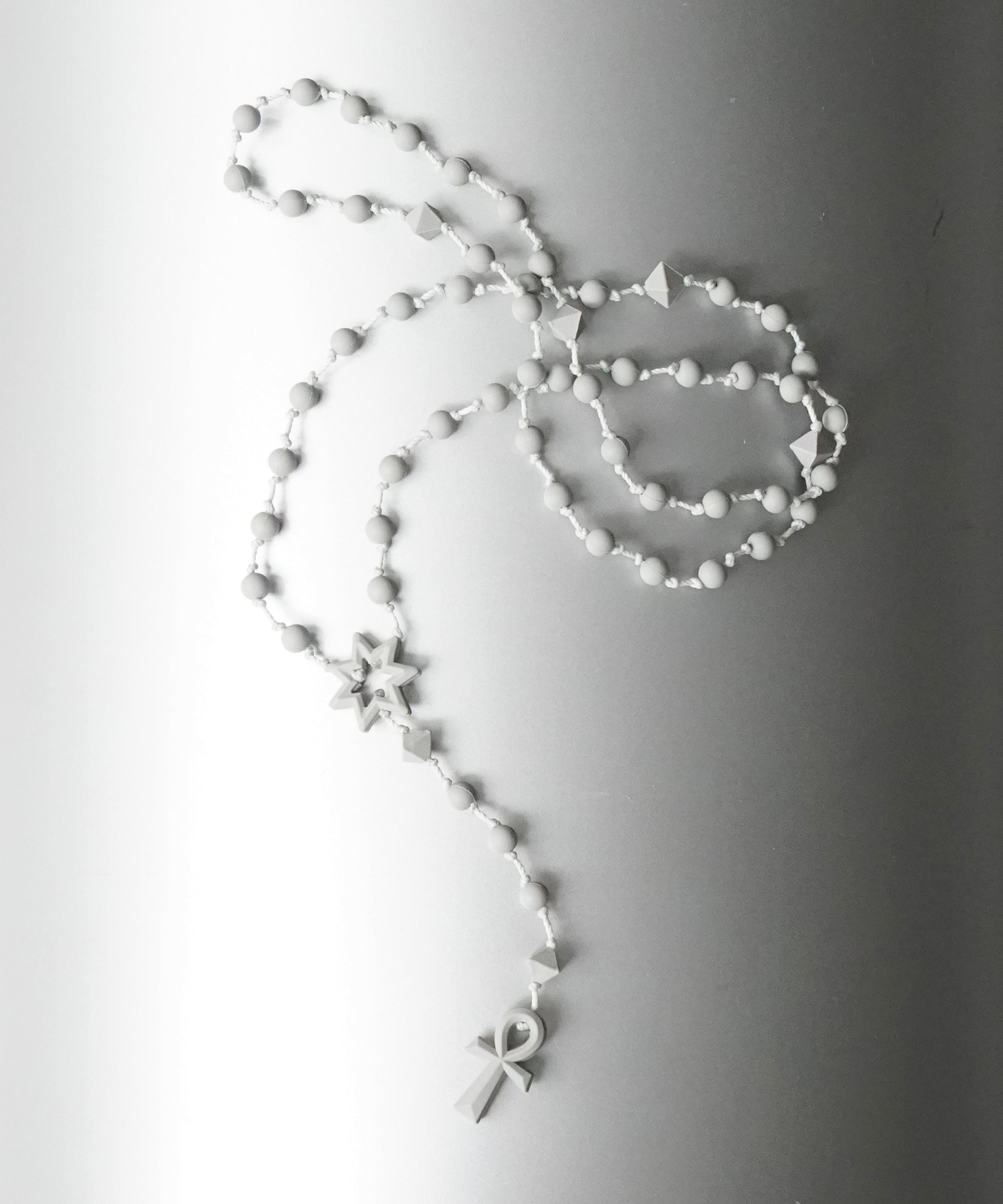FAKE AS FLOWERS Ankh rosary "GRAY"