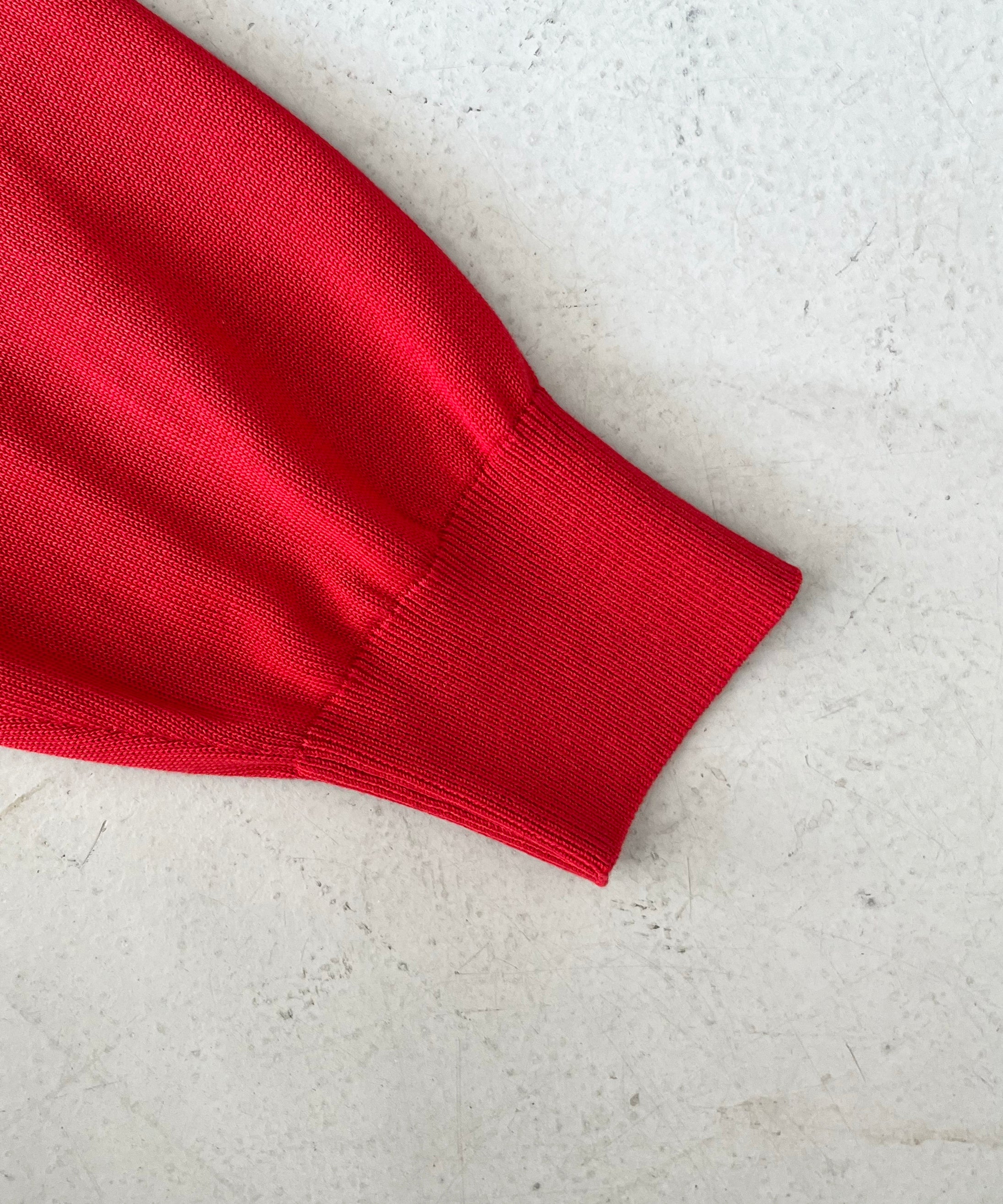 【EXCLUSIVE】crepuscule Open collar knit shirt "RED"