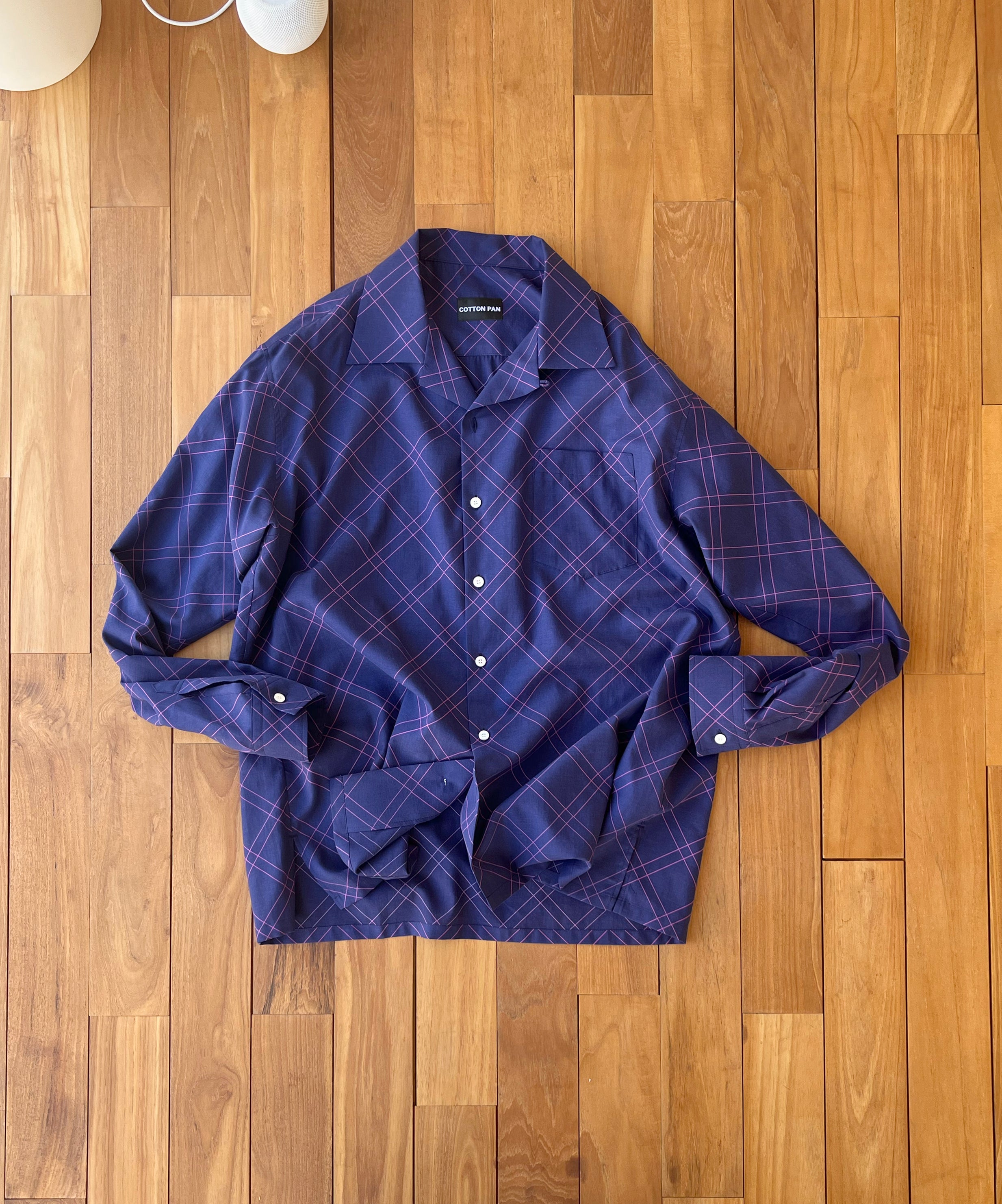 COTTON PAN Dorami l/s 綿シルクシャツchank "NAVY"