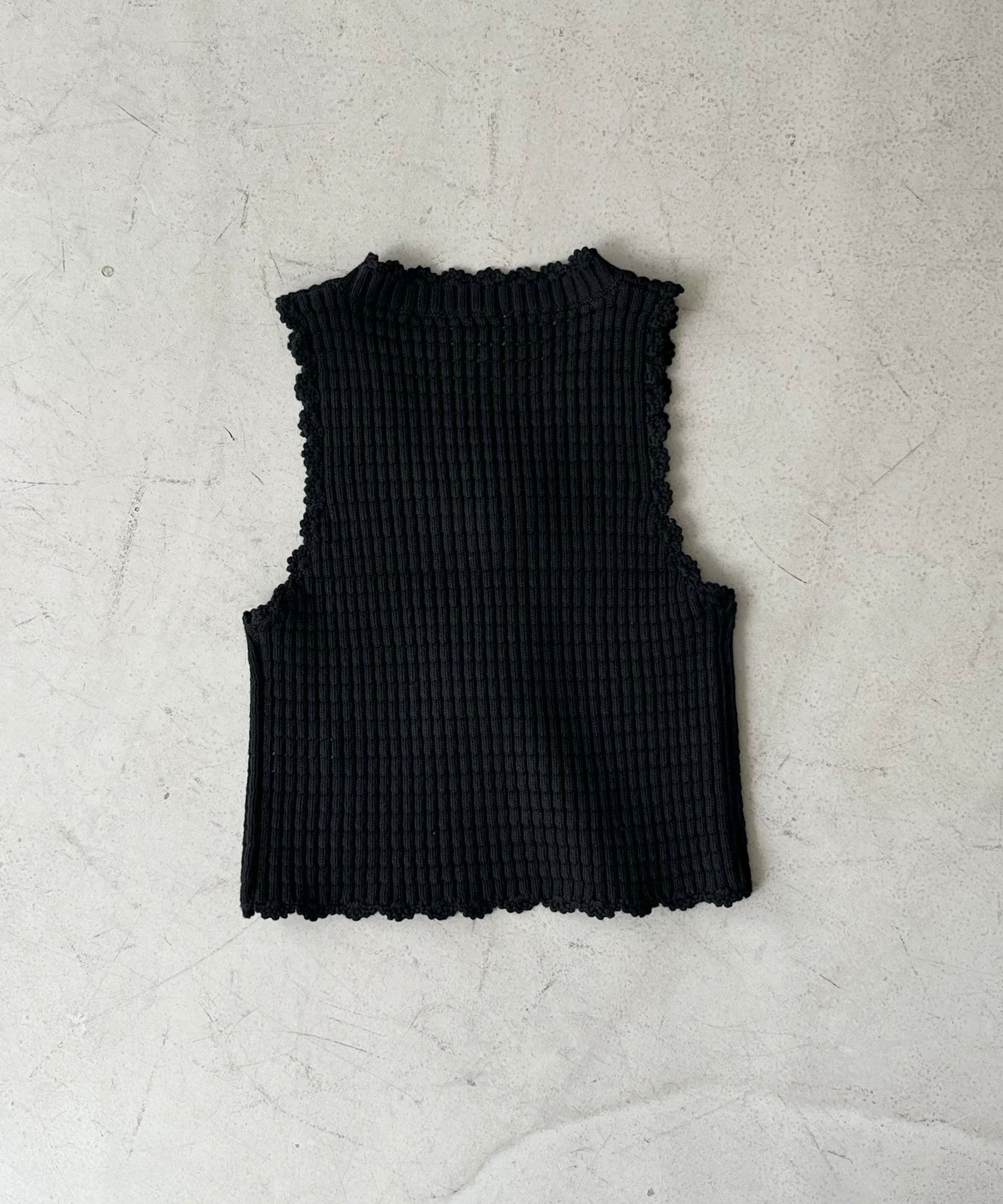 GANNI Cotton textured lace top "BLACK"