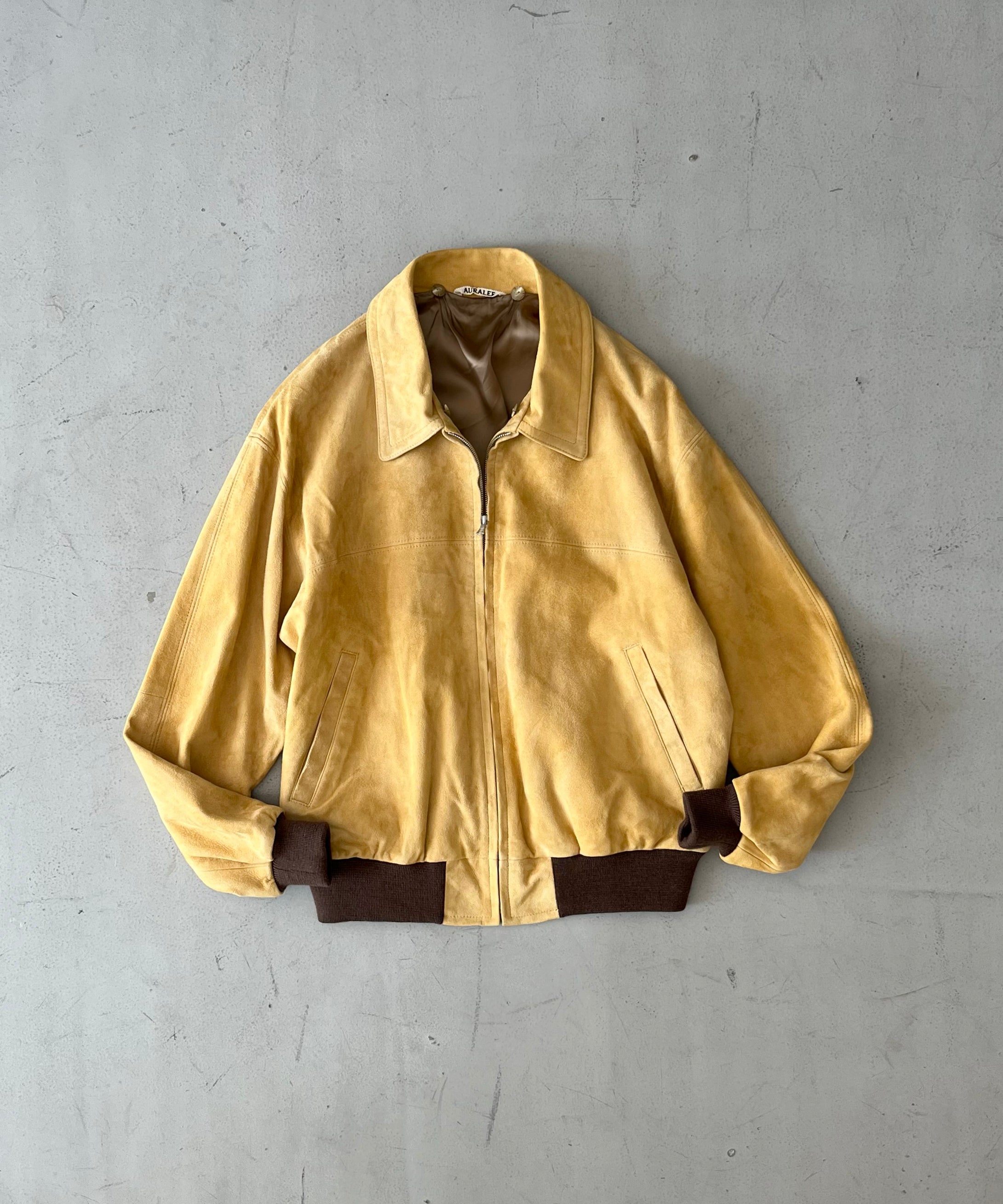 AURALEE Goat suede zip blouson "DUSTY YELLOW"