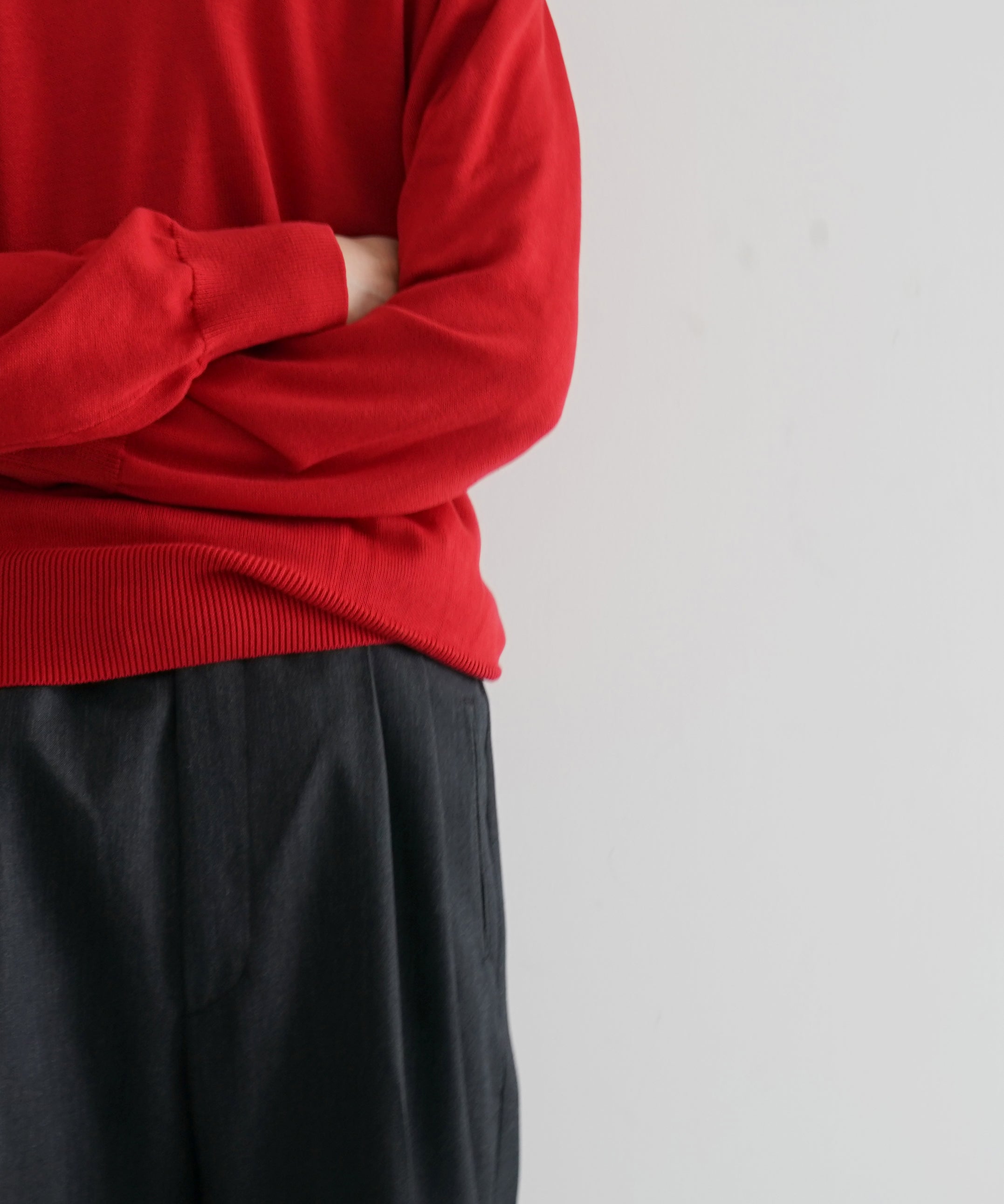 OLD FOLK HOUSE Wool & mohair gabardine trousers "DARK GRAY"