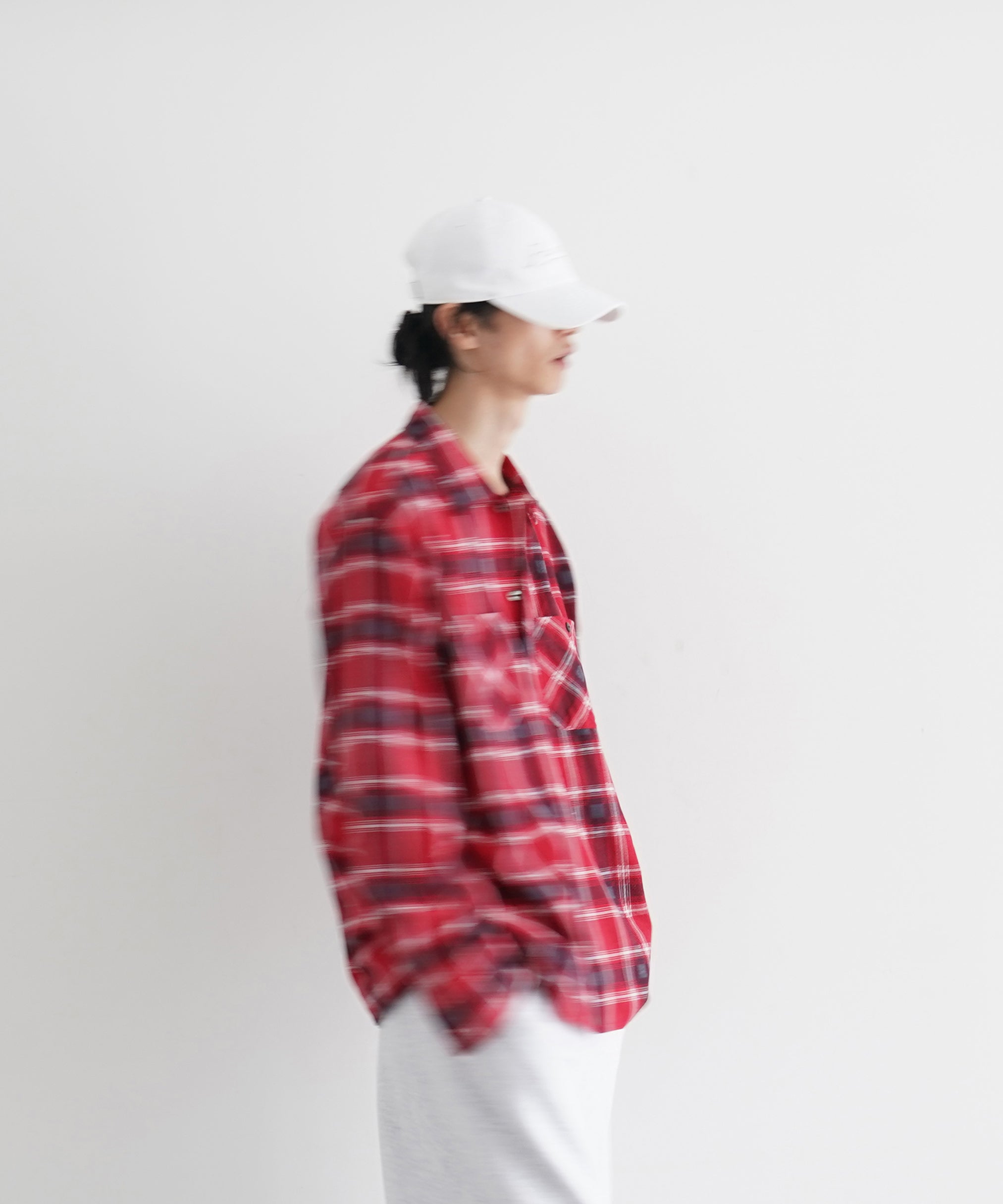 NEEDLES One - up shirt - printed flannel / plaid "RED"
