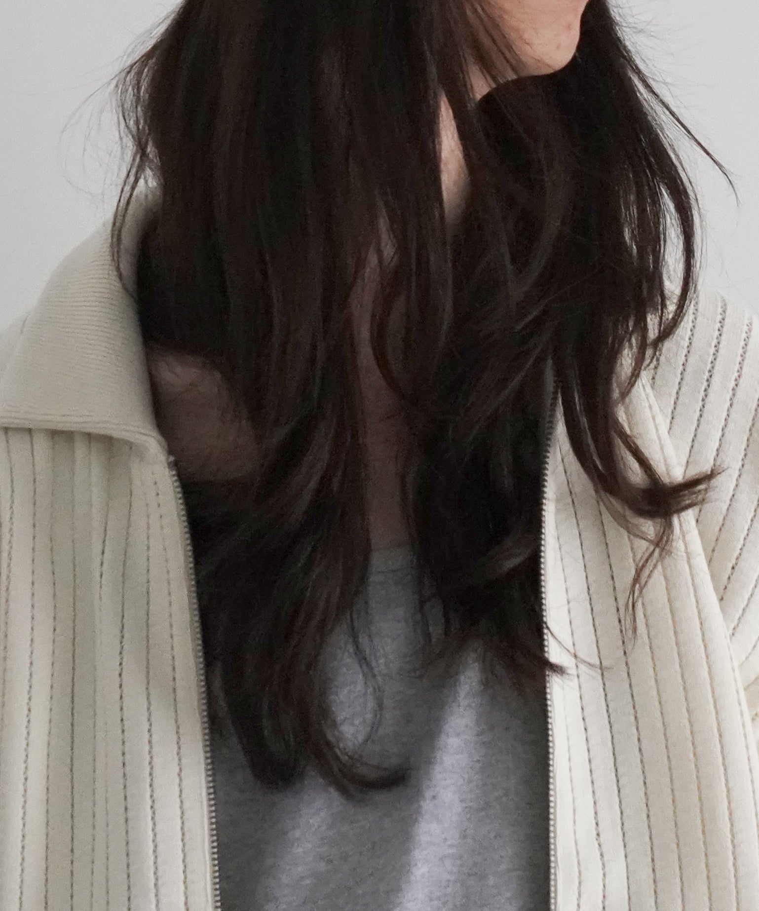 【EXCLUSIVE】crepuscule Stripe mesh drizzler "IVORY"