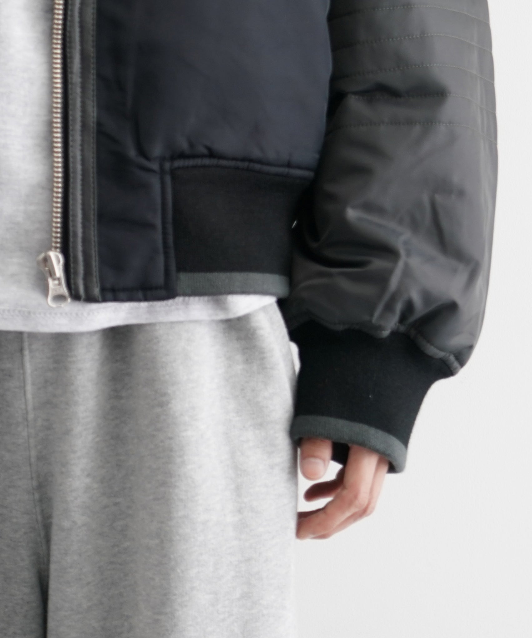 PHINGERIN Trim leather bonber jacket "C:BLACK"