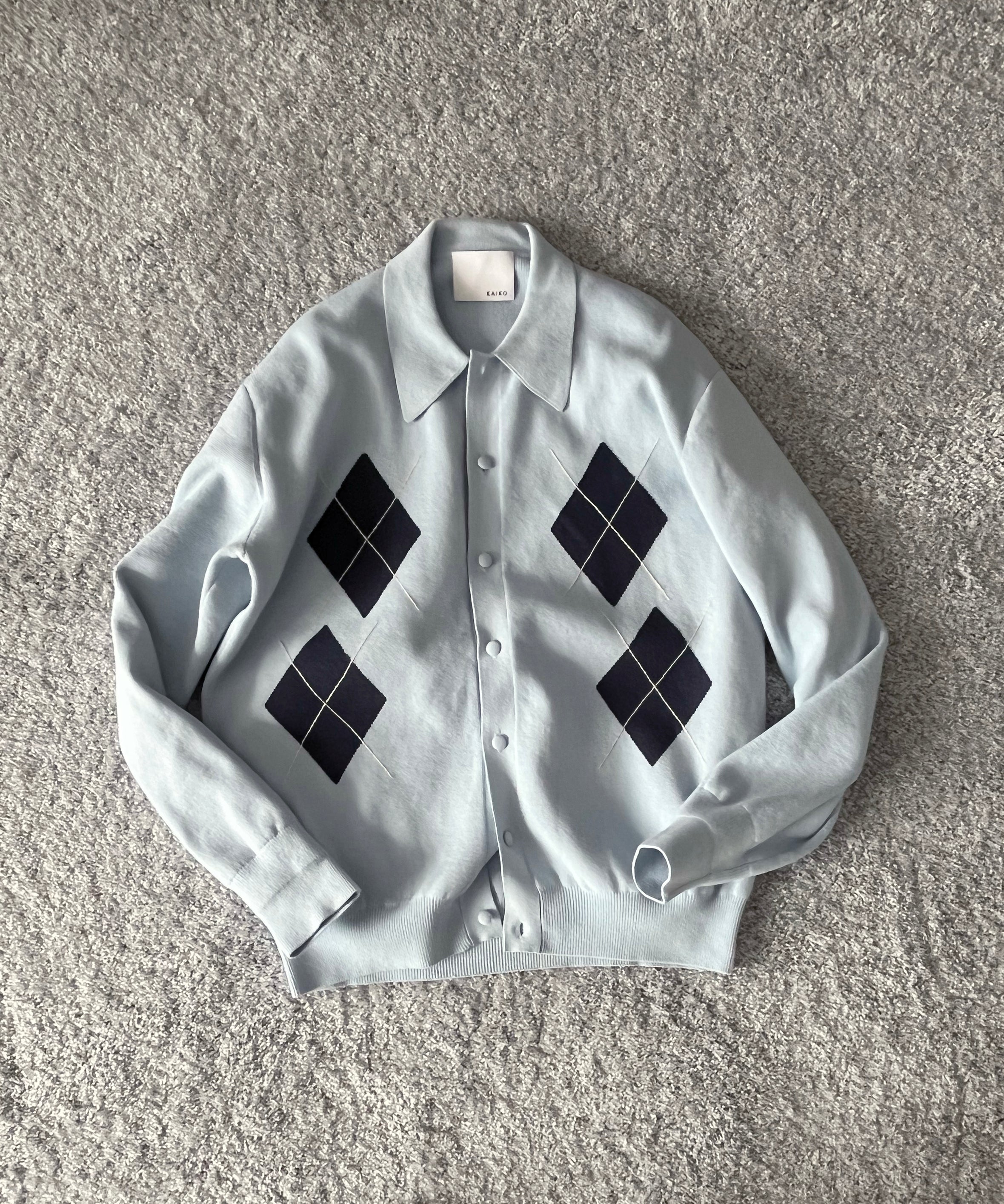 KAIKO Argyle polo cardigan "S.BLUE"