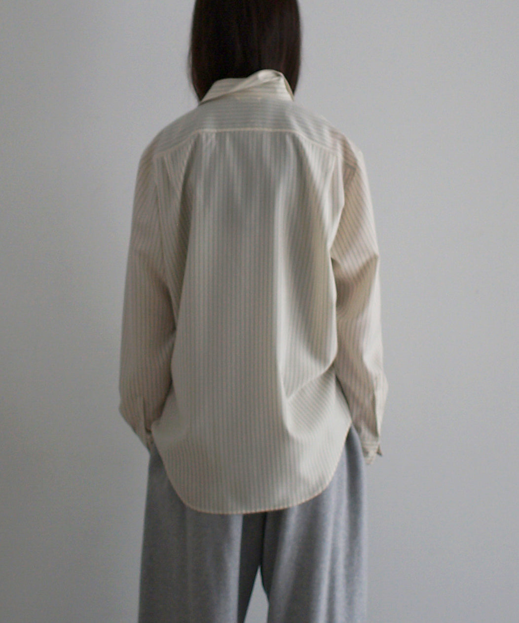 AURALEE Super fine wool stripe shirt "IVORY STRIPE"