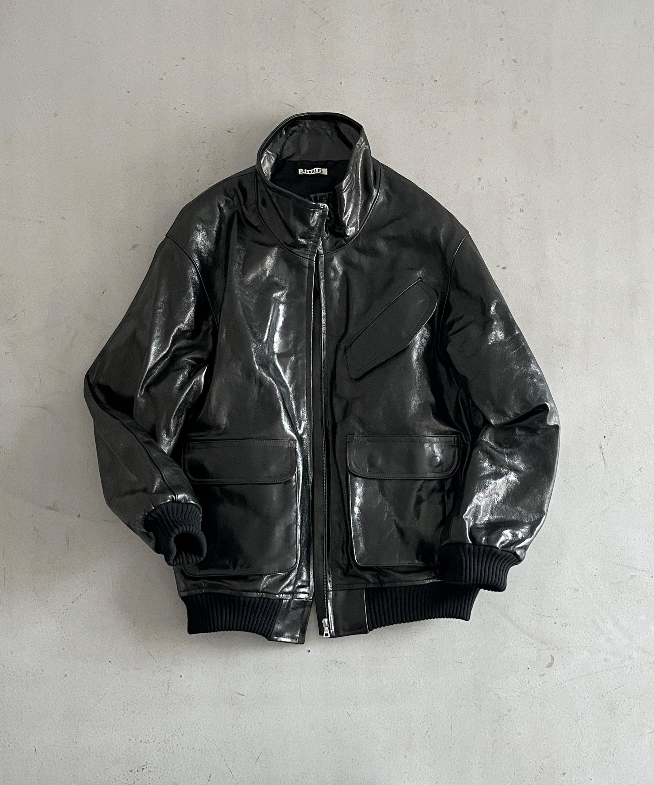 AURALEE Lamb leather zip blouson "BLACK"