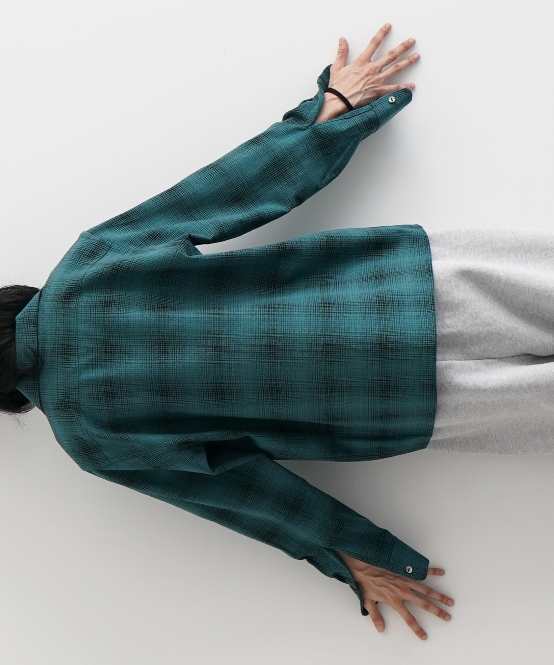 NEEDLES One-up shirt -wool shadow plaid "GREEN"