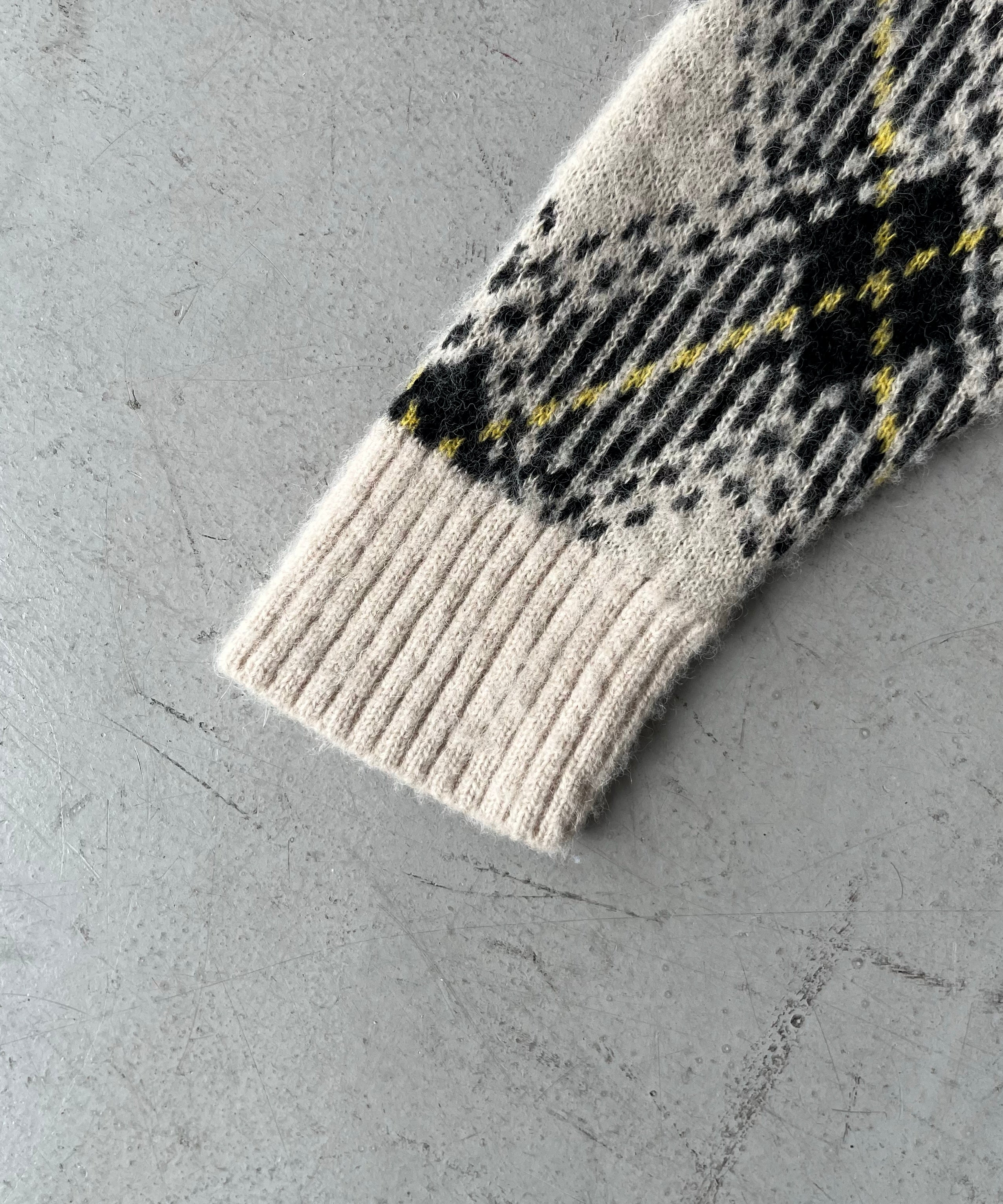 GANNI Check wool oversized pullover "EGRET"