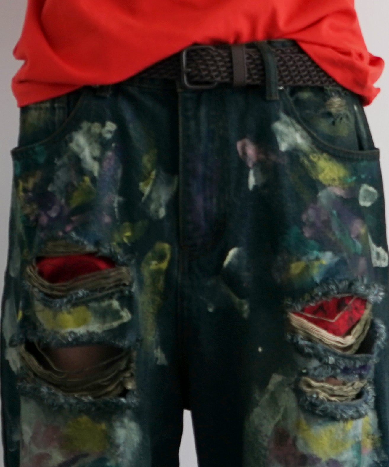 Basketcase Lax baggy denim paint splatters "MULTI"