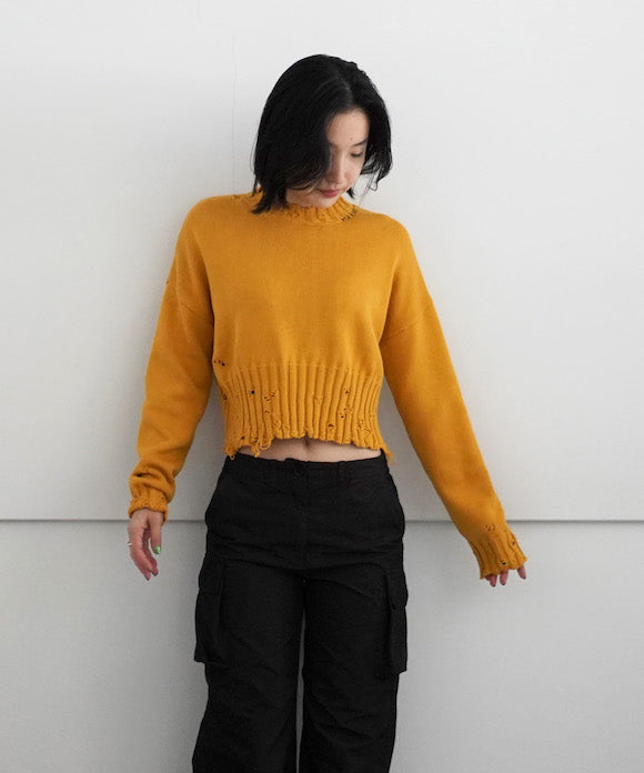 MARNI Maglia girocollo unfinished edge cotton "ORANGE"