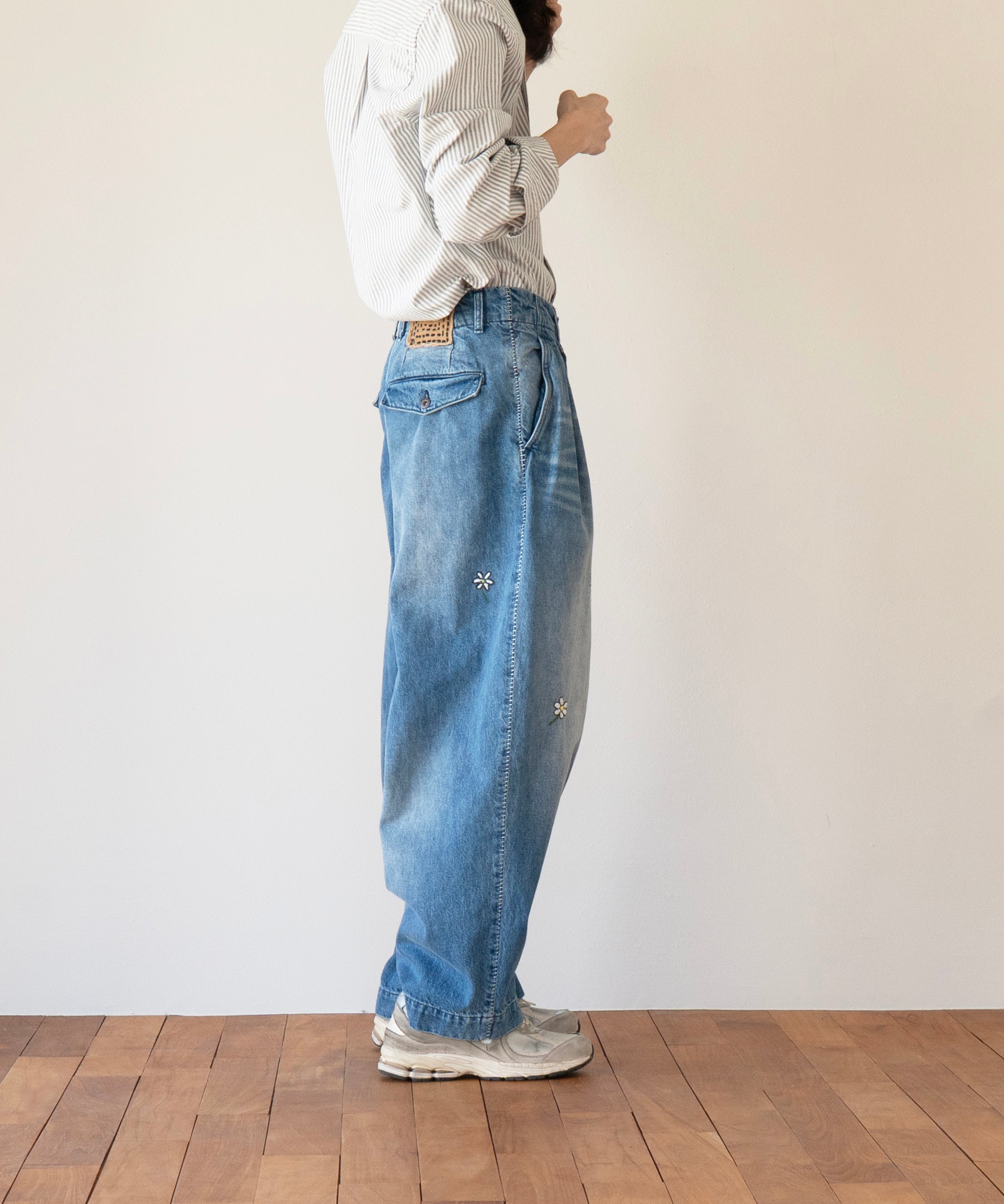 my beautiful landlet Tucked wide denim pants "BLUE"