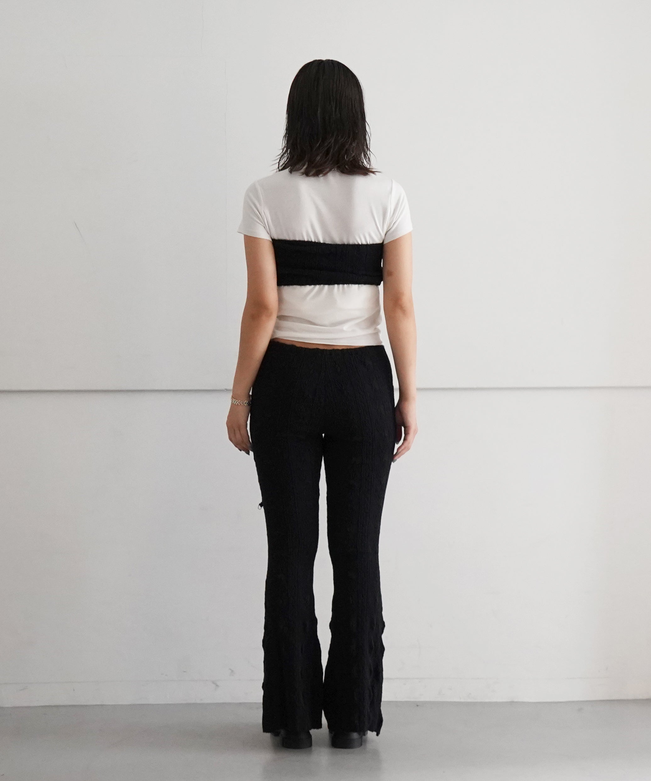 kotohayokozawa Shrunk - knit legging pants "BLACK"