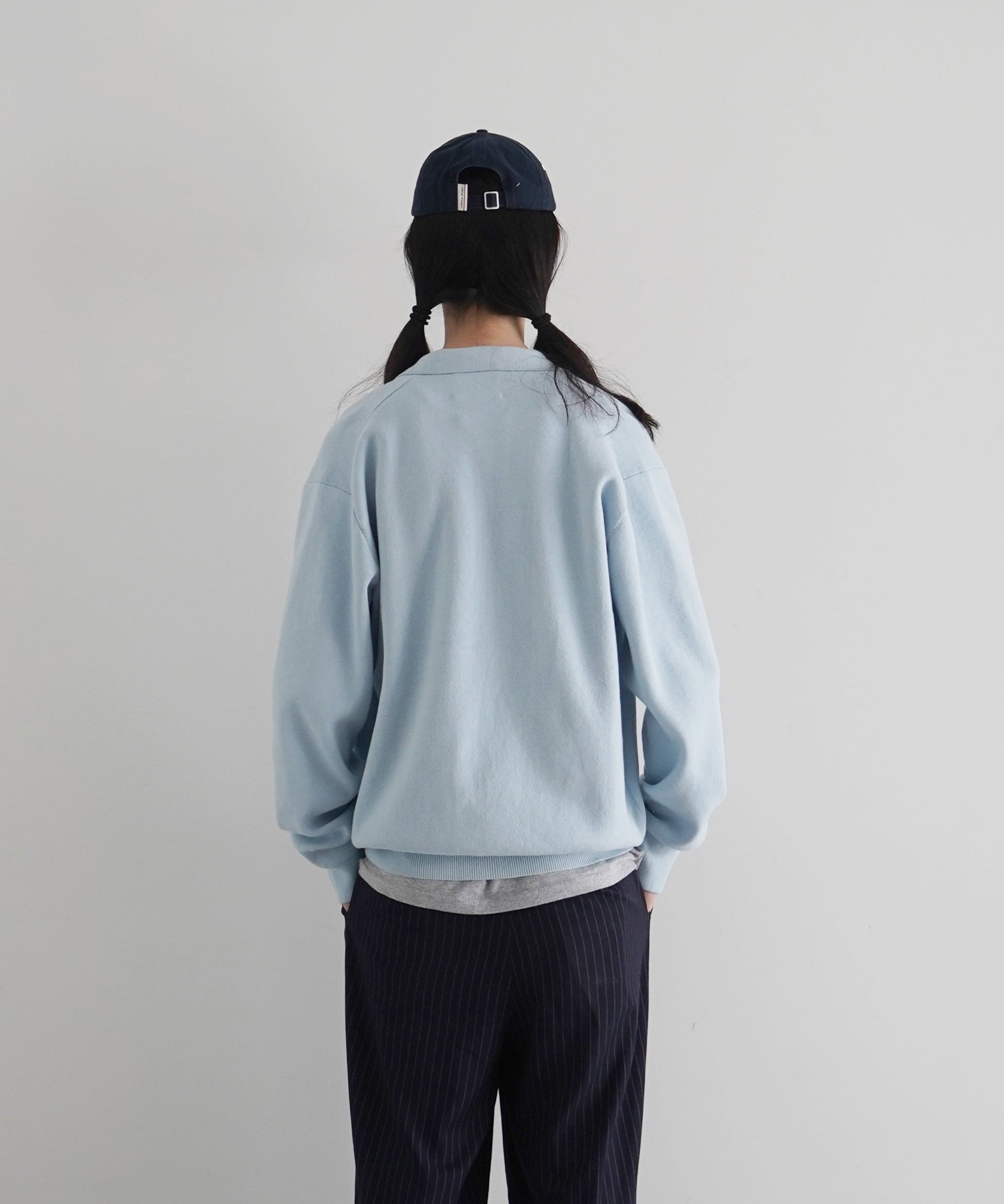 KAIKO Argyle polo cardigan "S.BLUE"