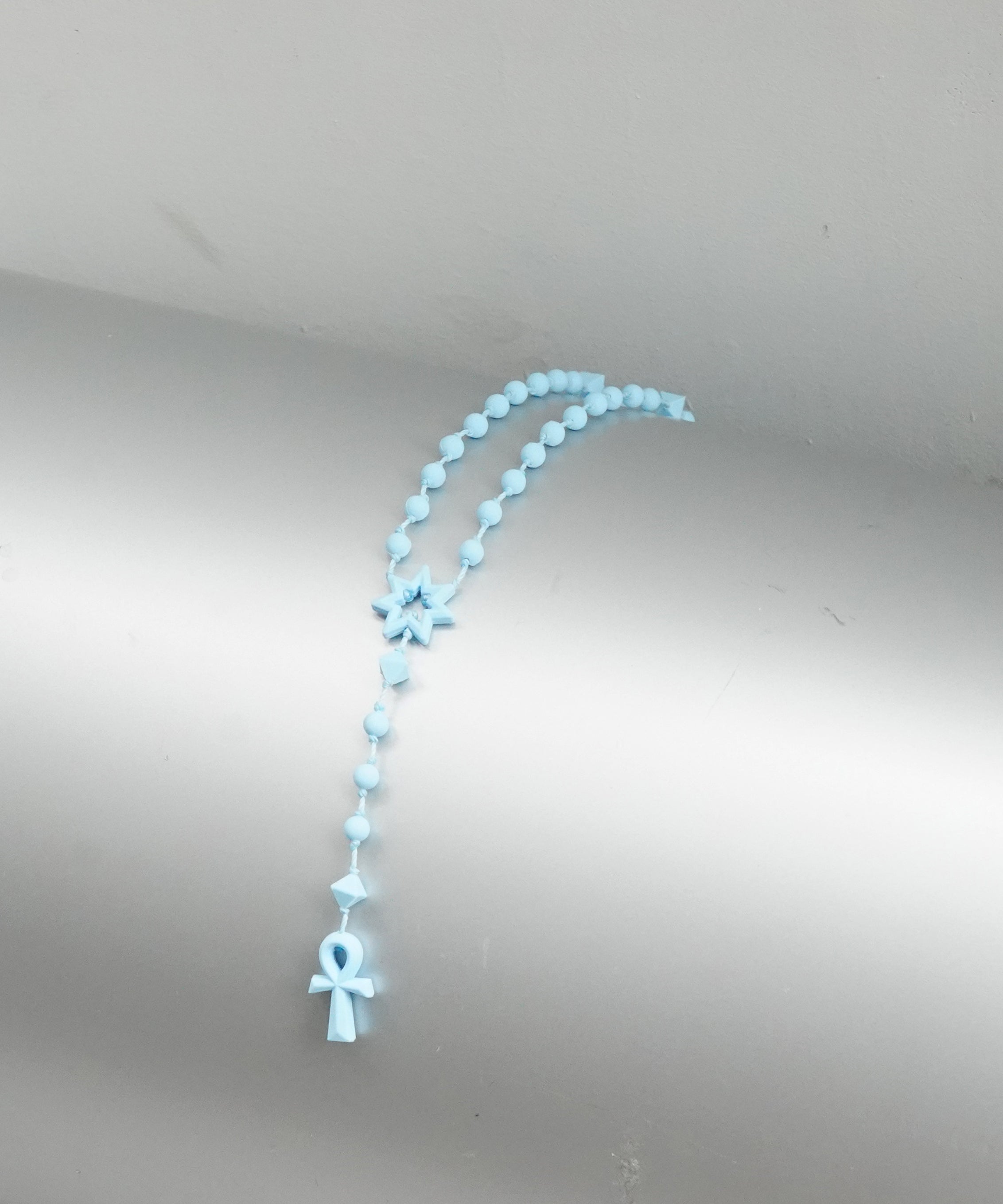 FAKE AS FLOWERS Ankh rosary "BLUE"