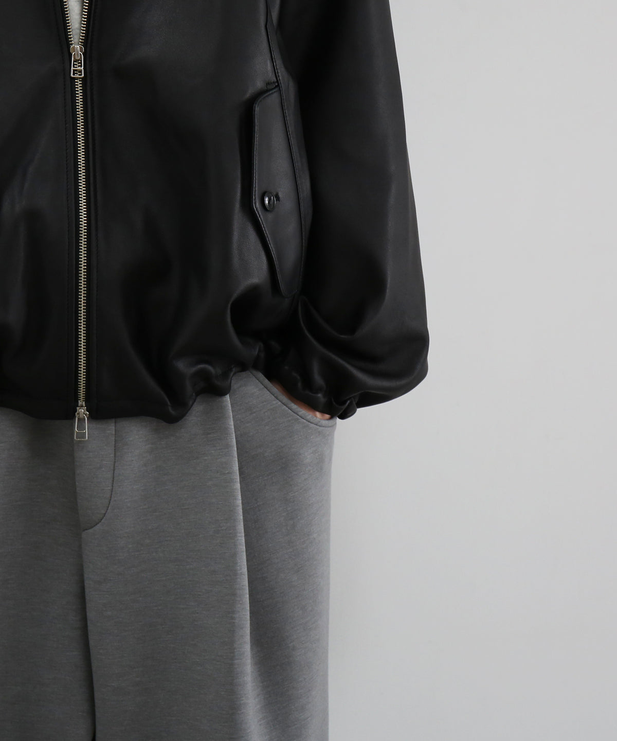 VOAAOV Leather blouson "BLACK"