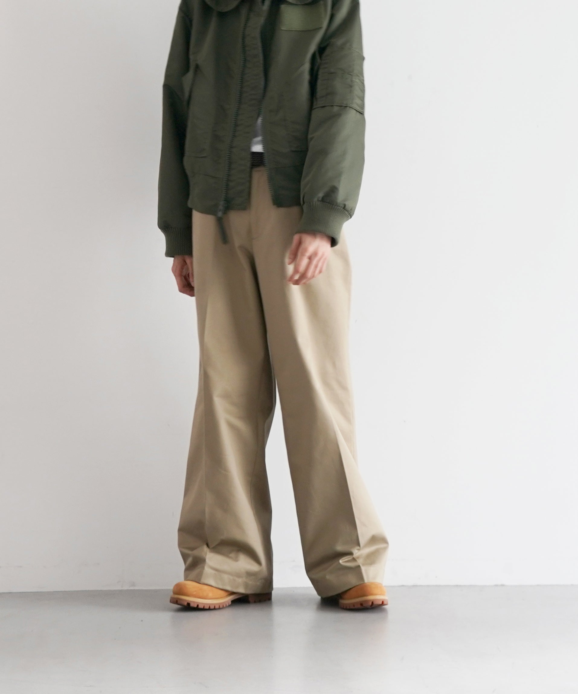 【EXCLUSIVE】NEONSIGN Triple-twisted wide pants "DUSTY KHAKI"