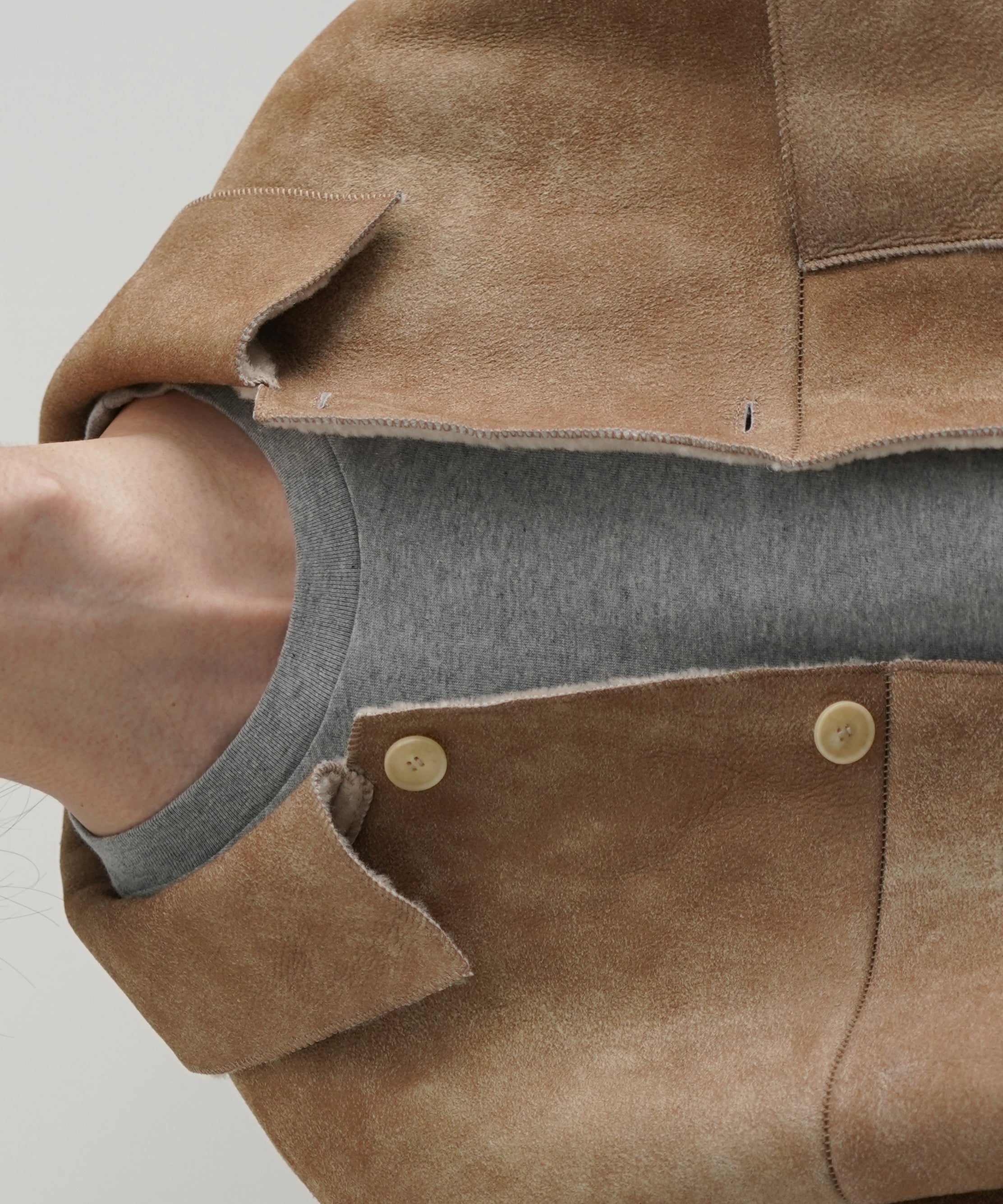 AURALEE Merino mouton shirt blouson "BEIGE"