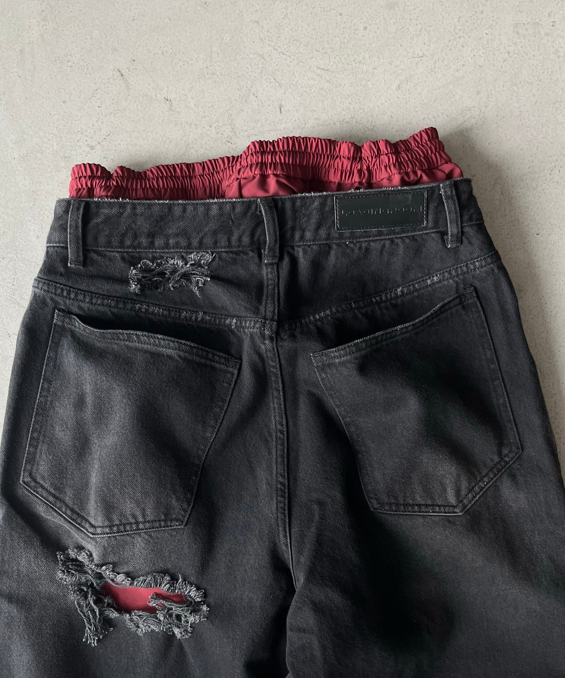 LOADINGROOM Double denim track pants women "BLACK"