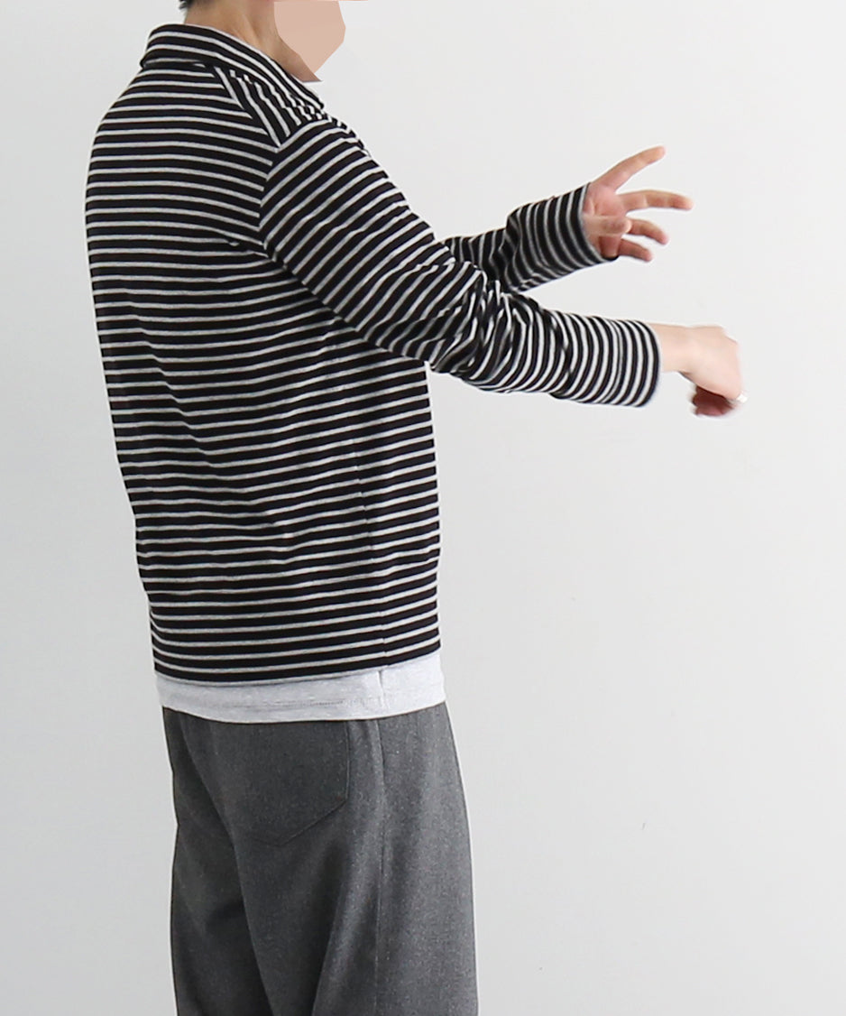 ABELIA EDOWARD GOUCHA Ls polo border "BLACK"