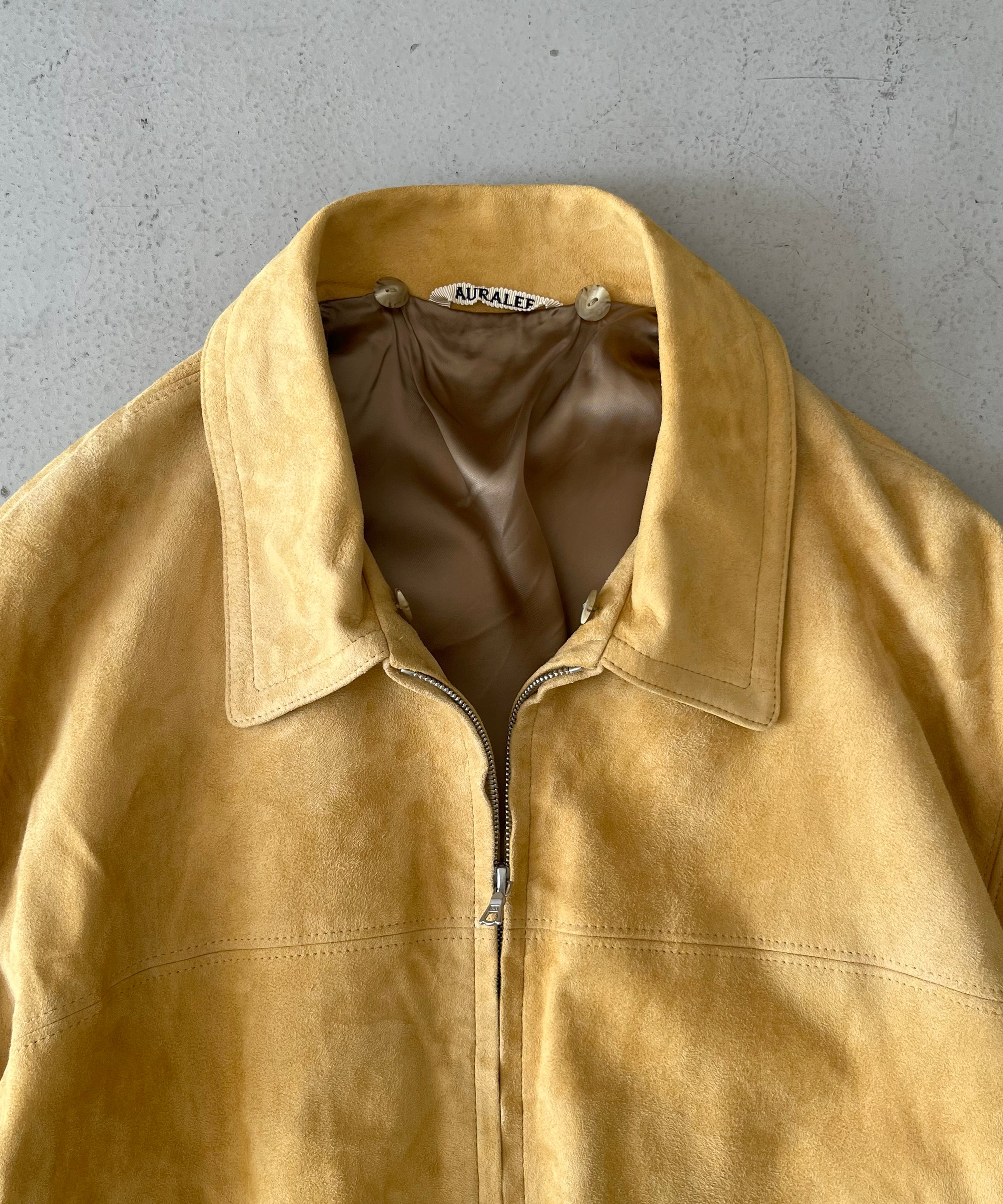 AURALEE Goat suede zip blouson "DUSTY YELLOW"
