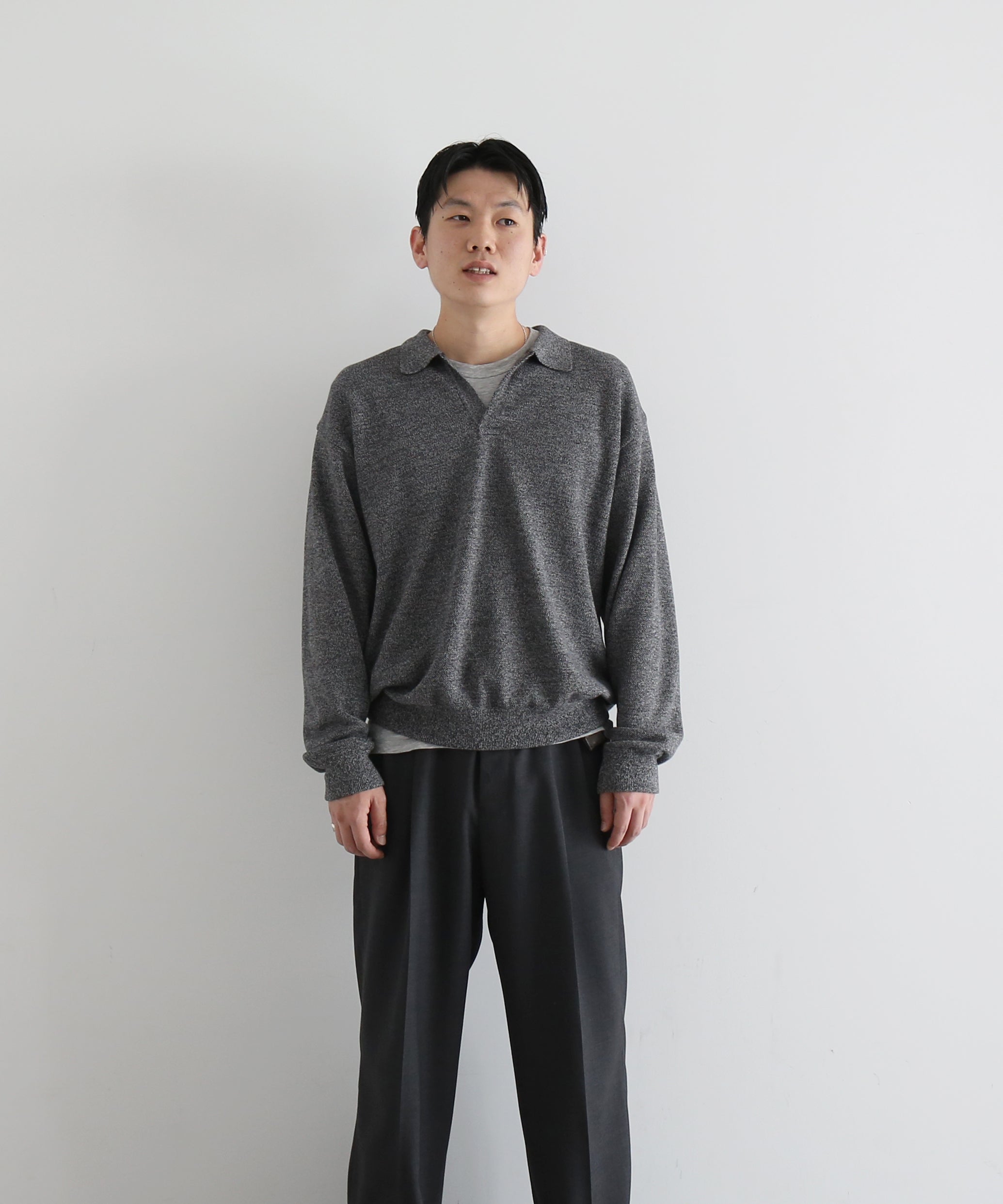 【EXCLUSIVE】crepuscule Co/ra moss stitch skipper "HEATHER GRAY"