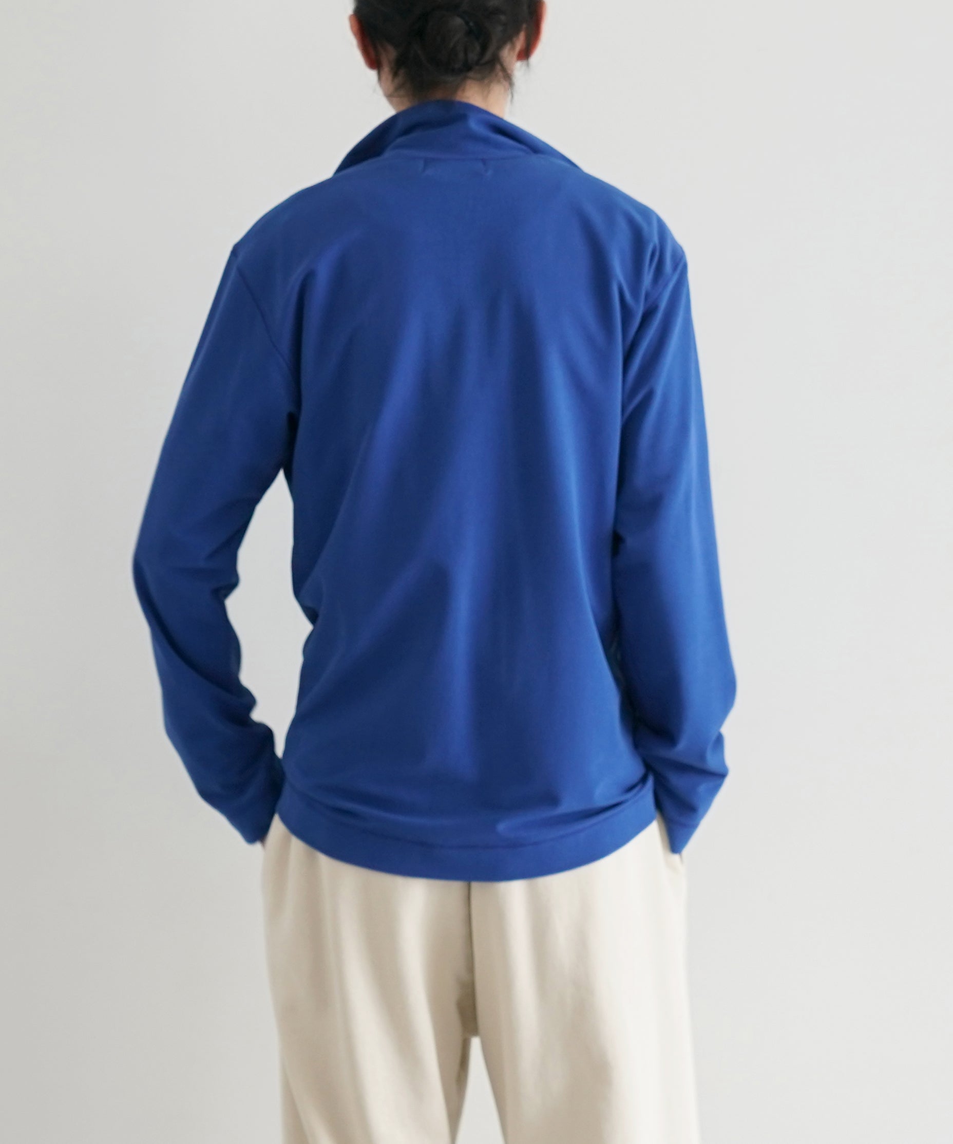 well Ribbon zip cardigan "BLUE"