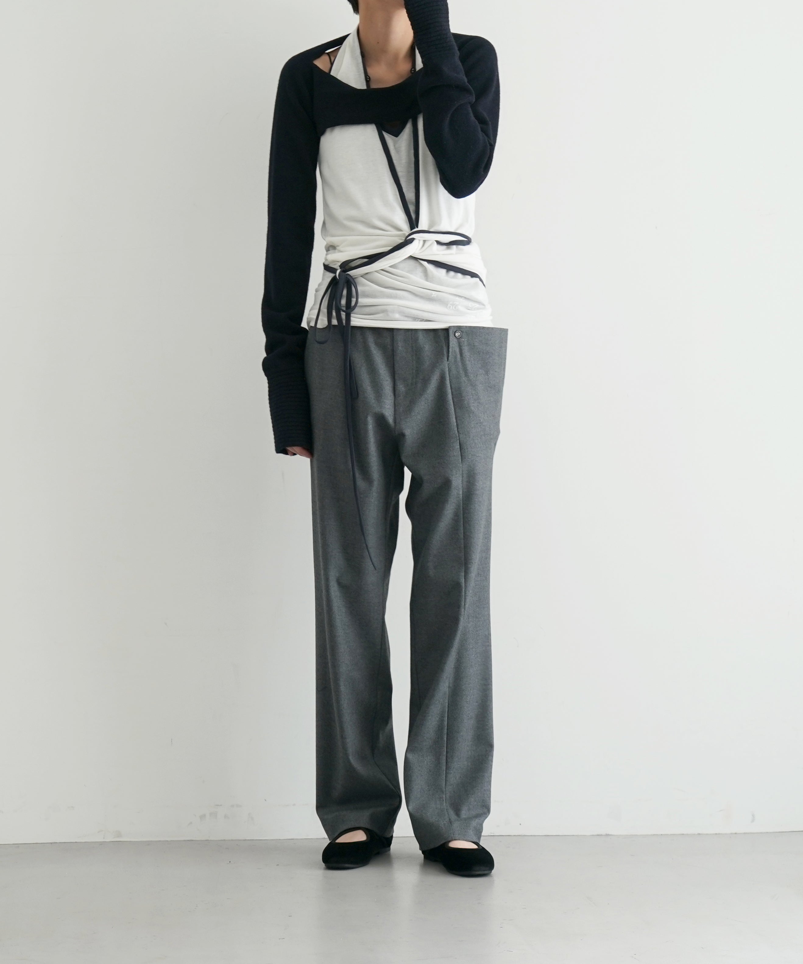 ULIKASANCTUS Double slit kint bolero "DEEP NAVY"