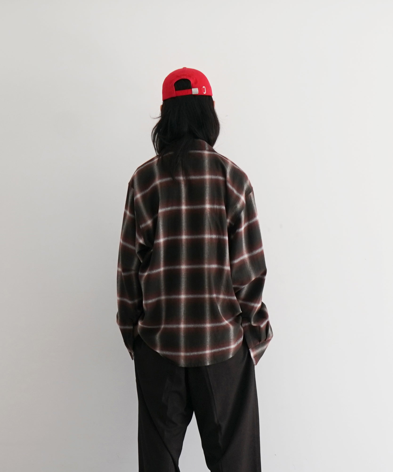SECOND/LAYER Logan ombre ls shirt "RED CHECK"