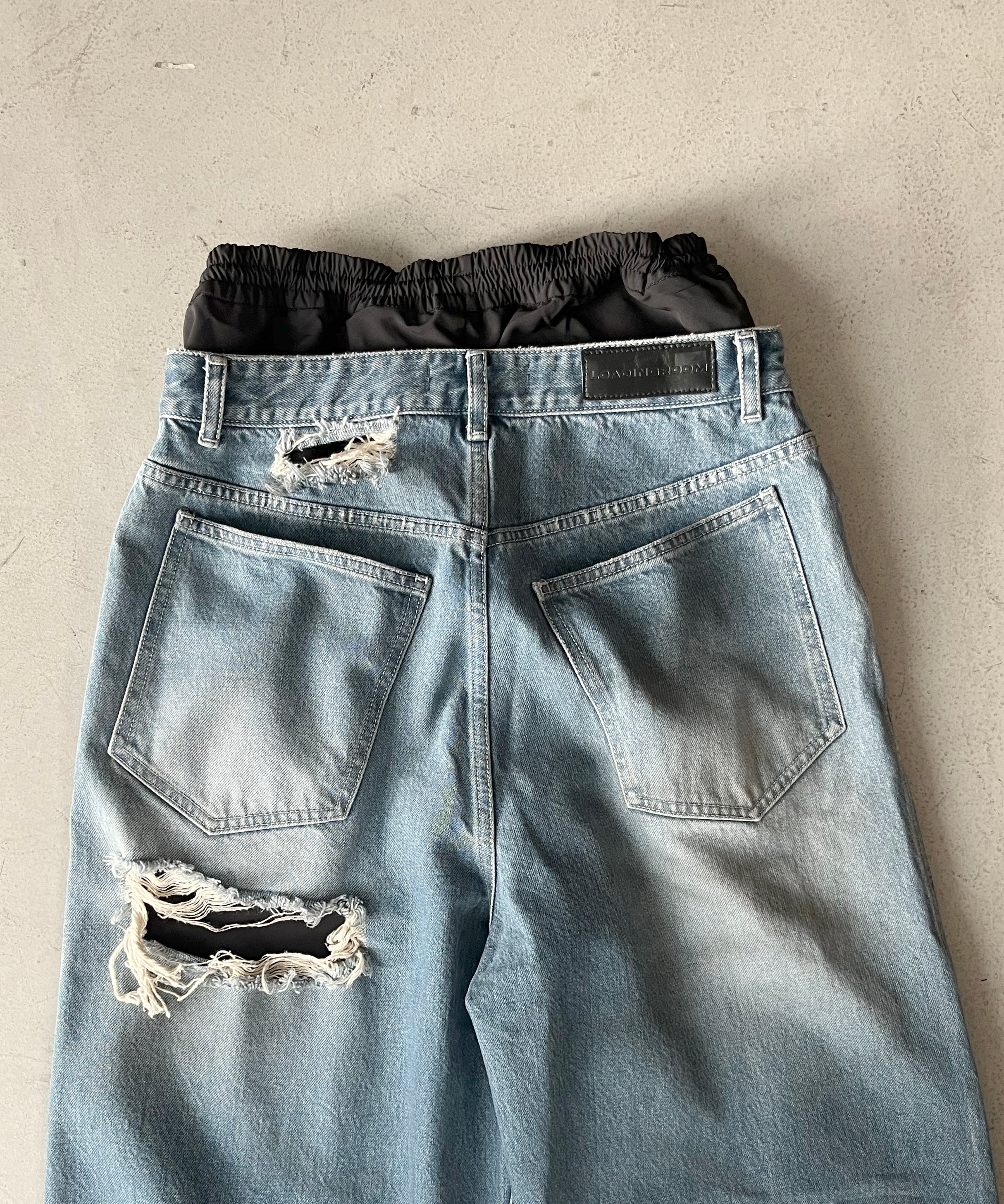 LOADINGROOM Double denim track pants women "DIRTY BLUE"