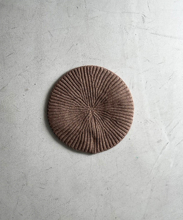 GANNI Structured rib beret "TIGER'S EYE"