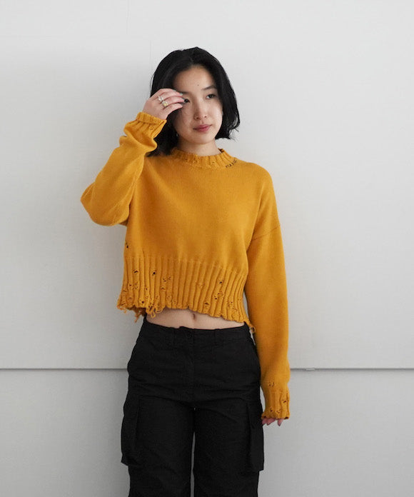 MARNI Maglia girocollo unfinished edge cotton "ORANGE"