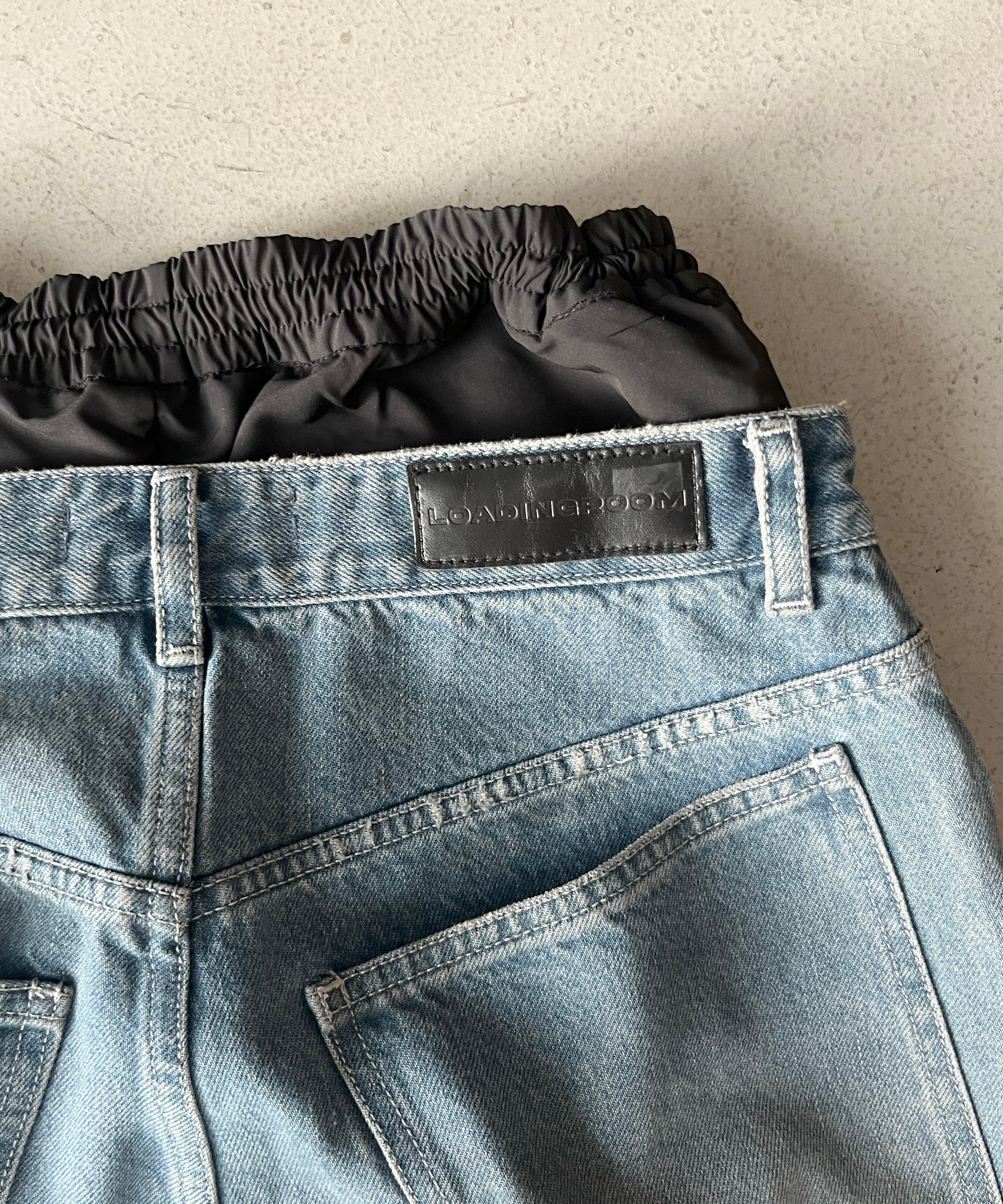 LOADINGROOM Double denim track pants women "DIRTY BLUE"