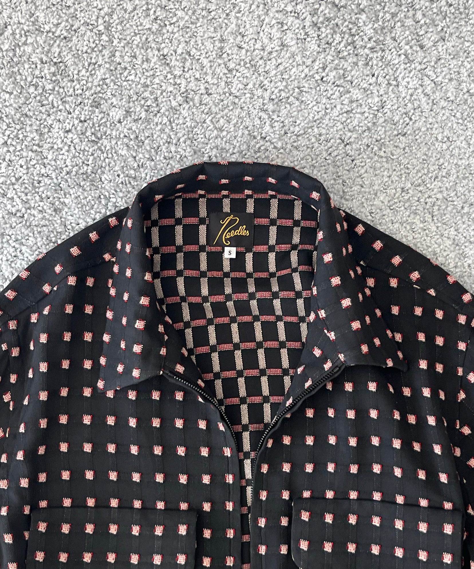 NEEDLES Sports jacket -dobby square "B-BLACK / MEDIUM B"