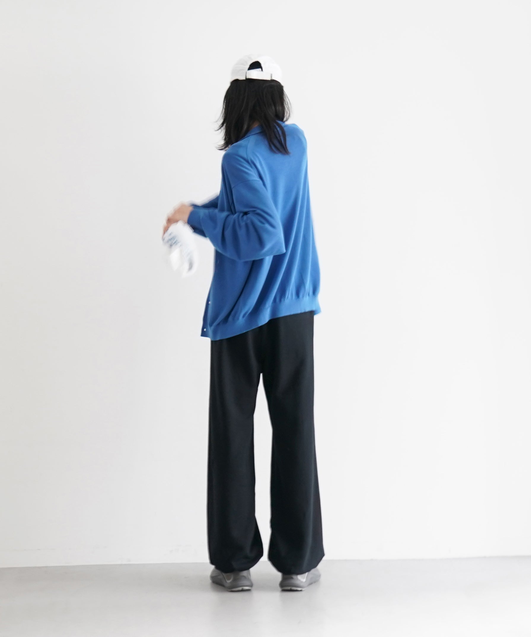 【EXCLUSIVE】crepuscule Open collar knit shirt "BLUE"