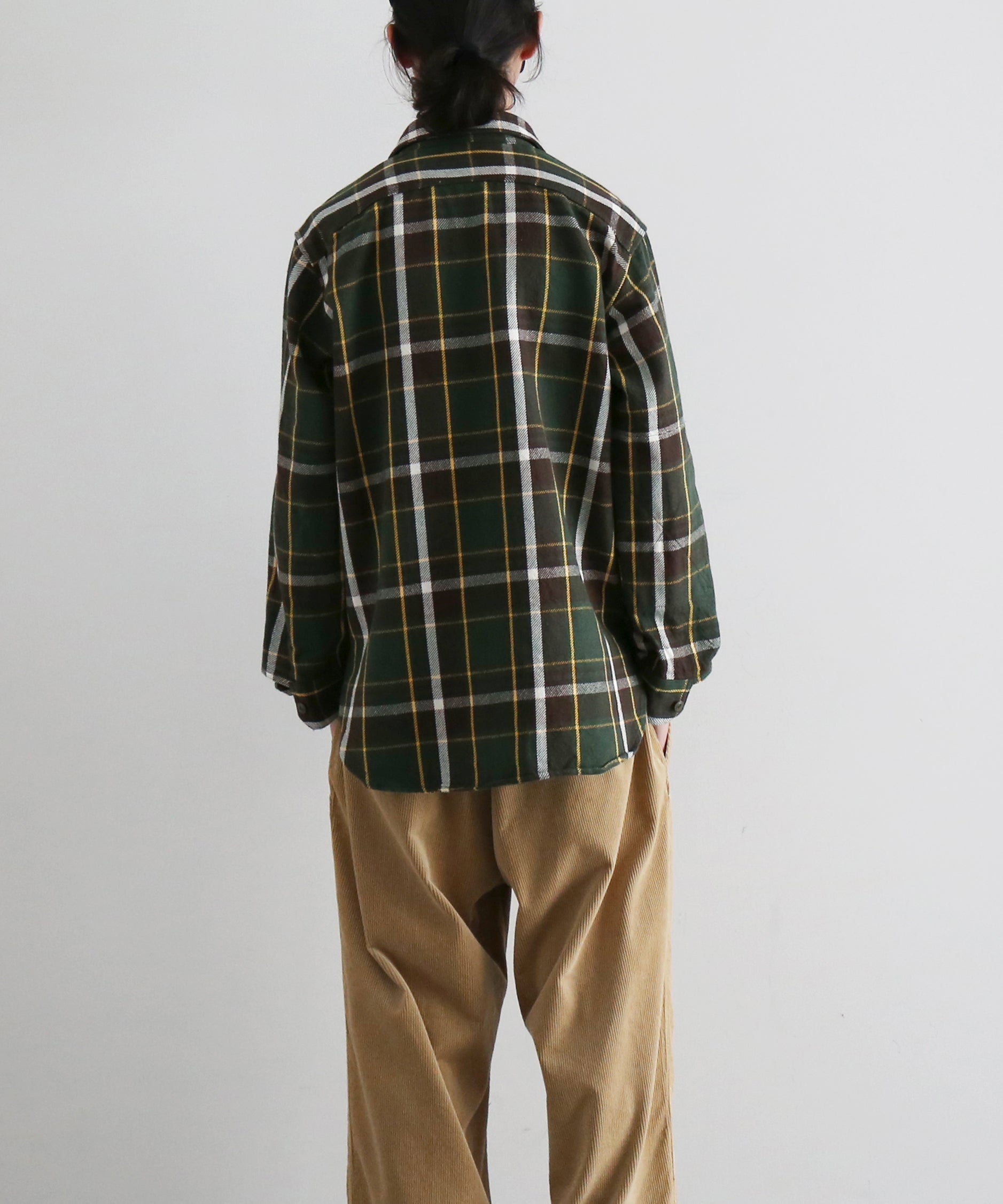 Engineered Garments Work shirt - ctn heavy twill plaid "OLIVE/BROWN"