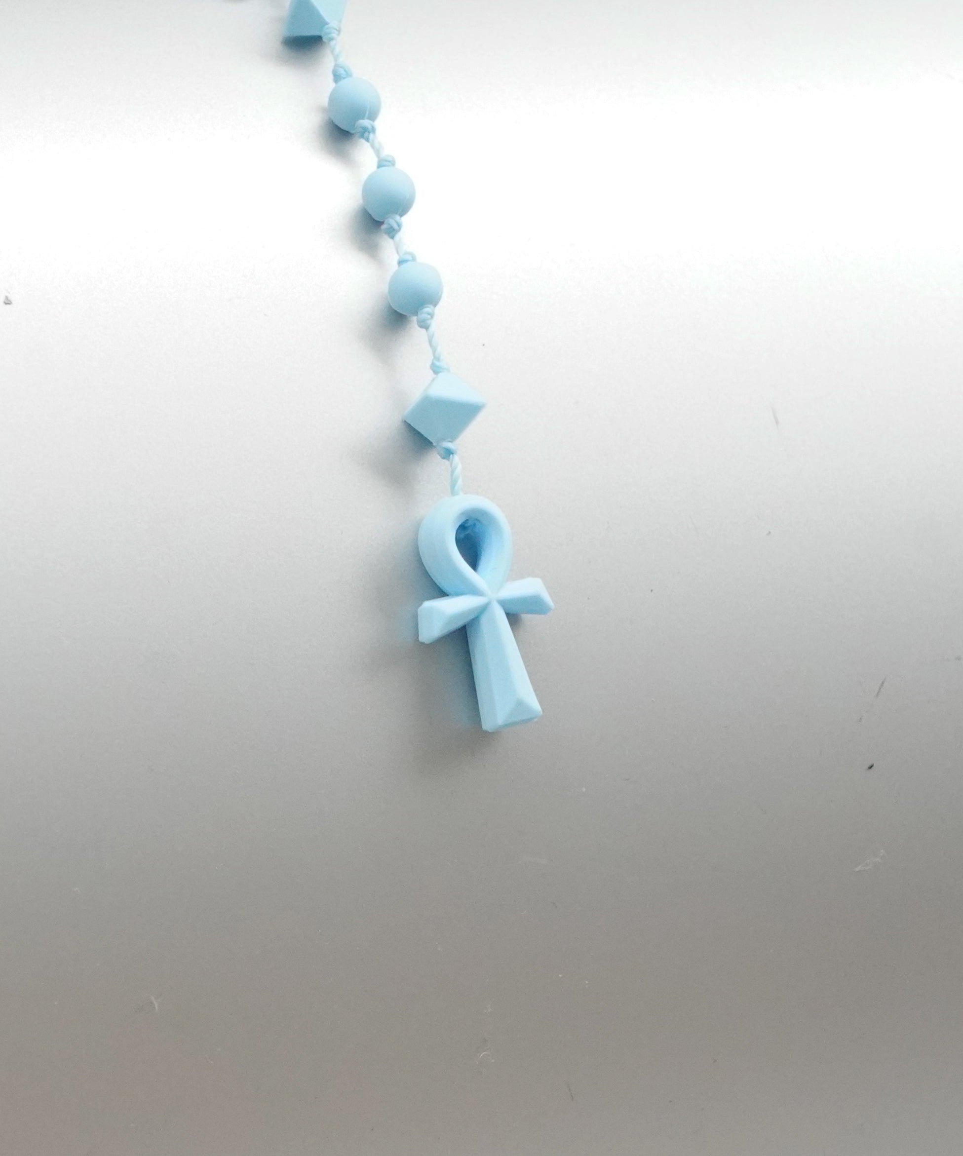 FAKE AS FLOWERS Ankh rosary "BLUE"