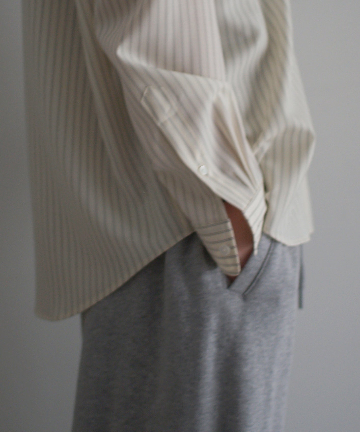 AURALEE Super fine wool stripe shirt "IVORY STRIPE"