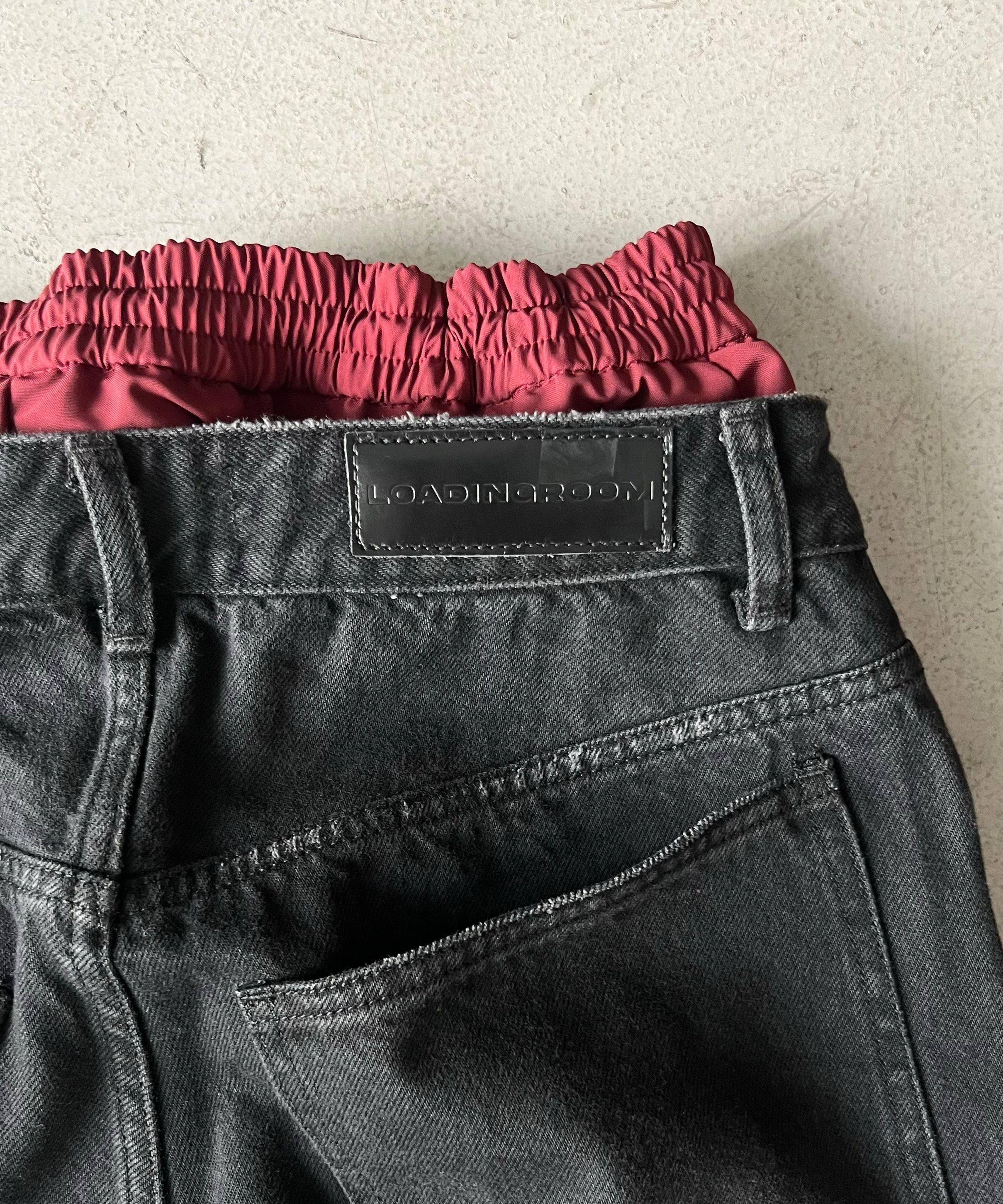 LOADINGROOM Double denim track pants women "BLACK"