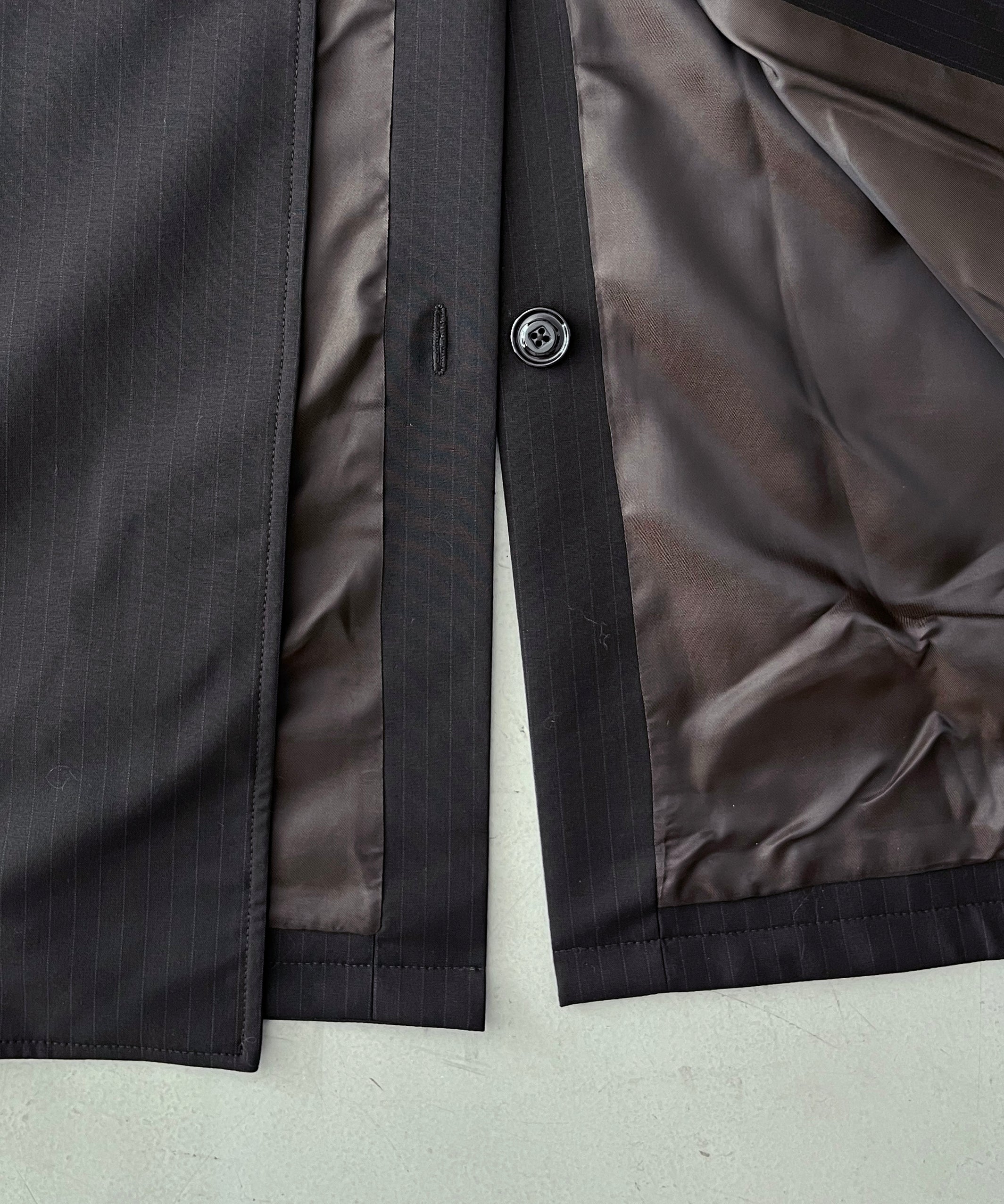OUR LEGACY Cloak carcoat "CHURCHILL STRIPE MEMBRANE WOOL"