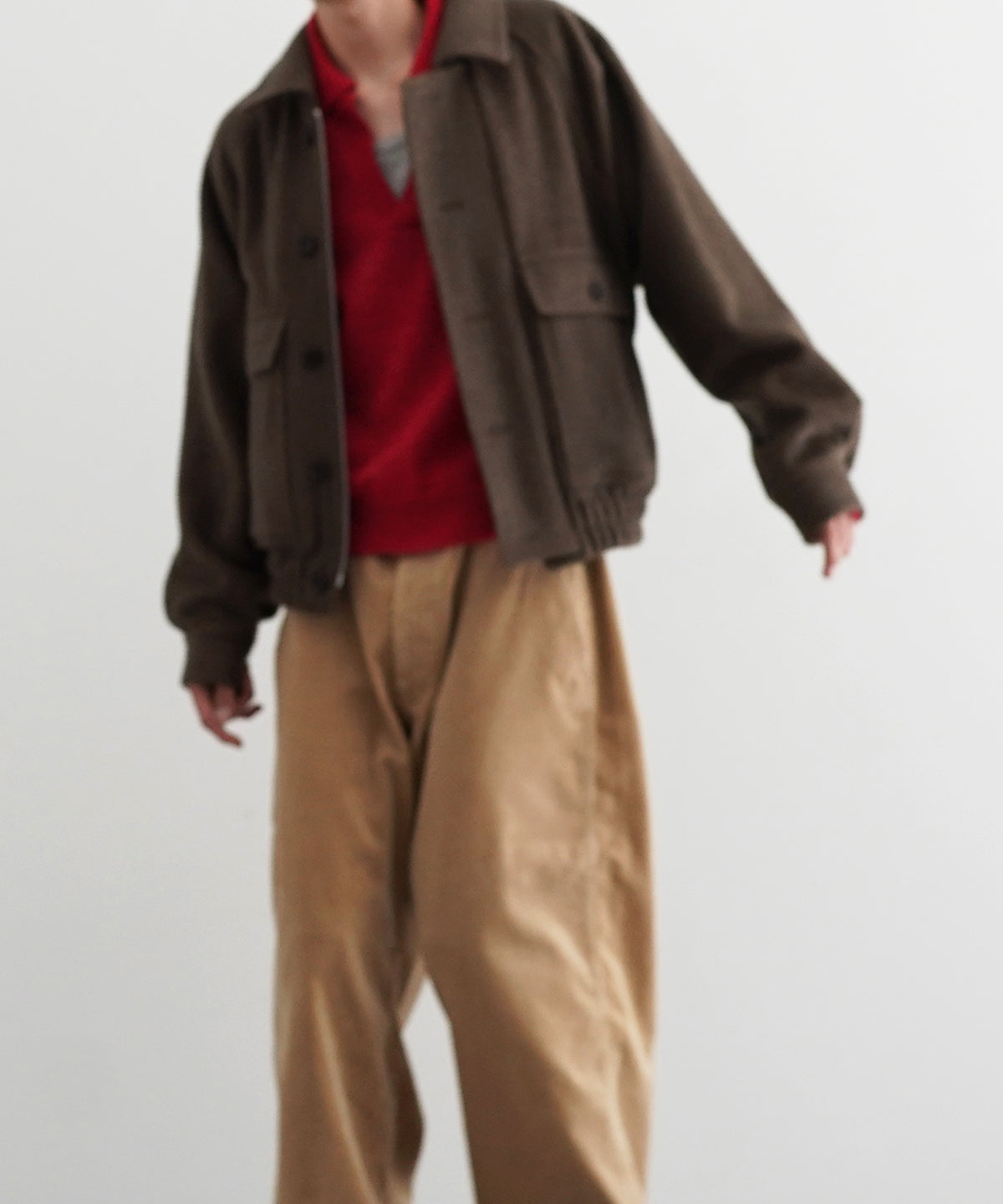 AURALEE Hairy wool mohair chambray blouson “BROWN”