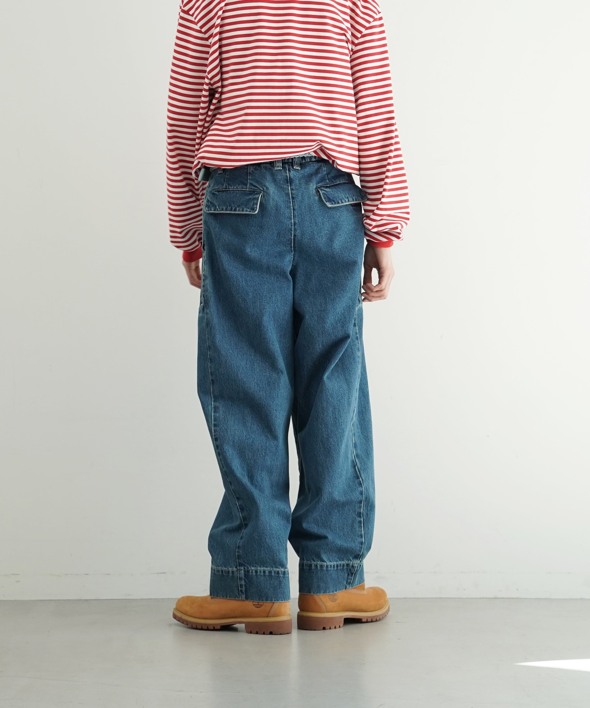 FAX COPY EXPRESS Retro pleated blue denim pants "BLUE" M