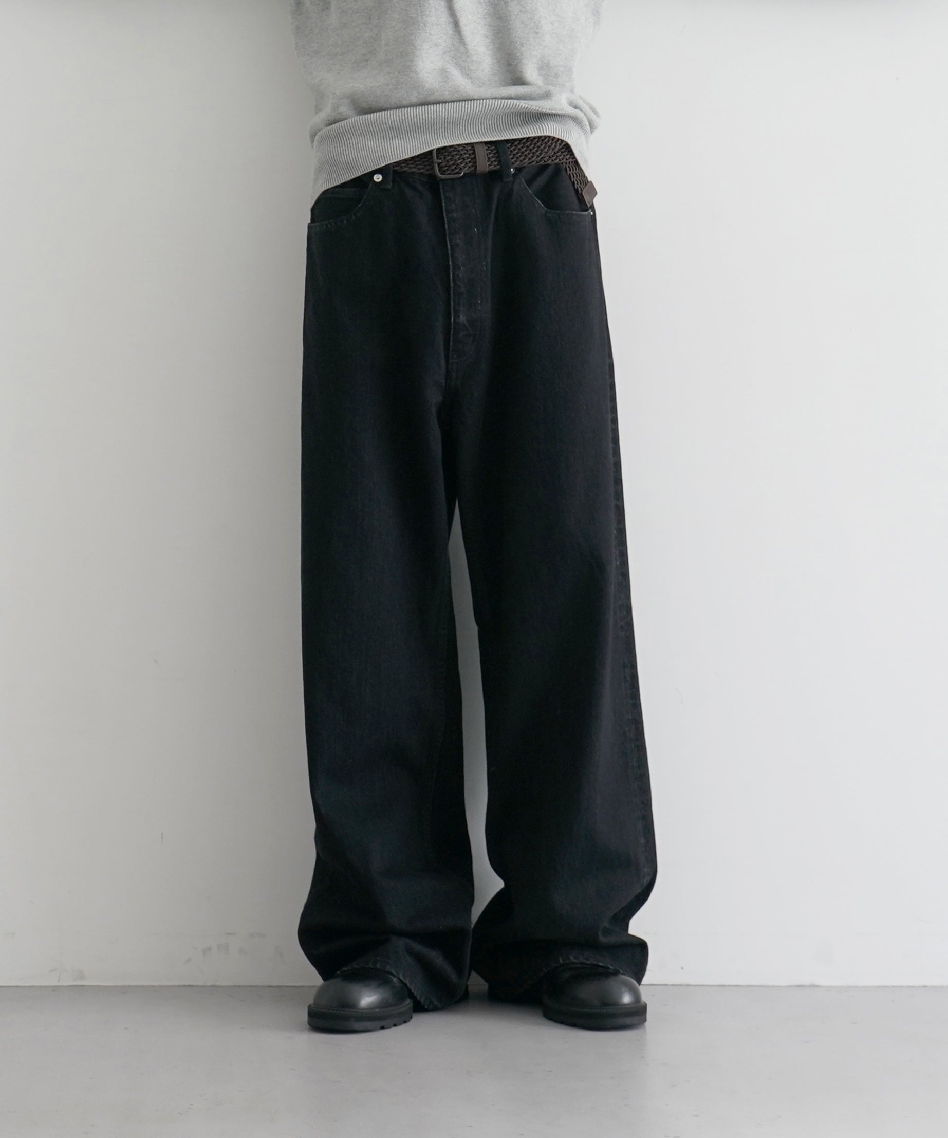 ensou. Wide big-e 4pk jeans-washed "BLACK"