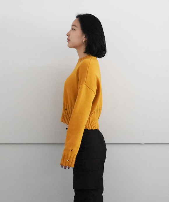 MARNI Maglia girocollo unfinished edge cotton "ORANGE"