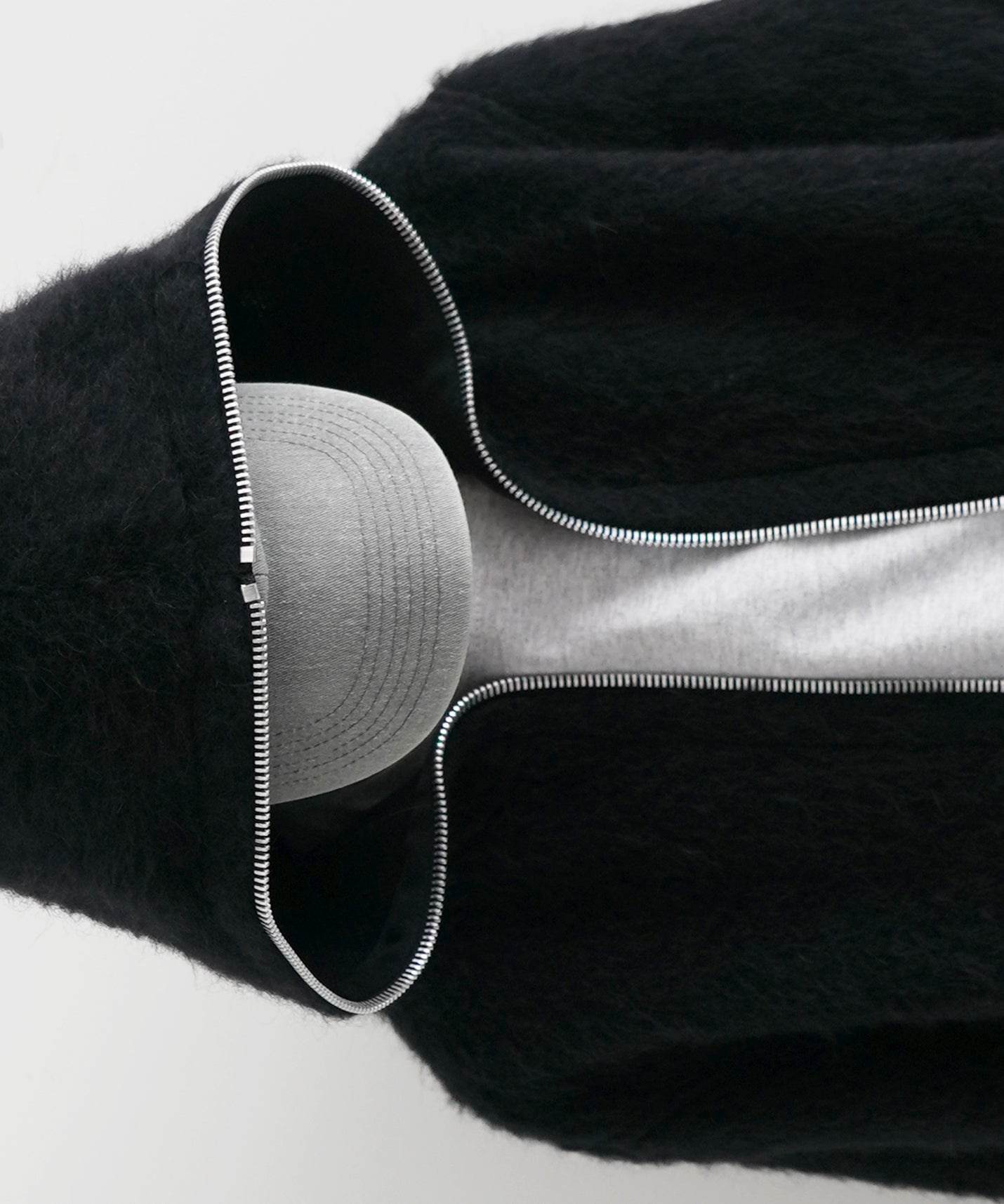 OUR LEGACY Full zip hood "BLACK HAIRY WOOL"