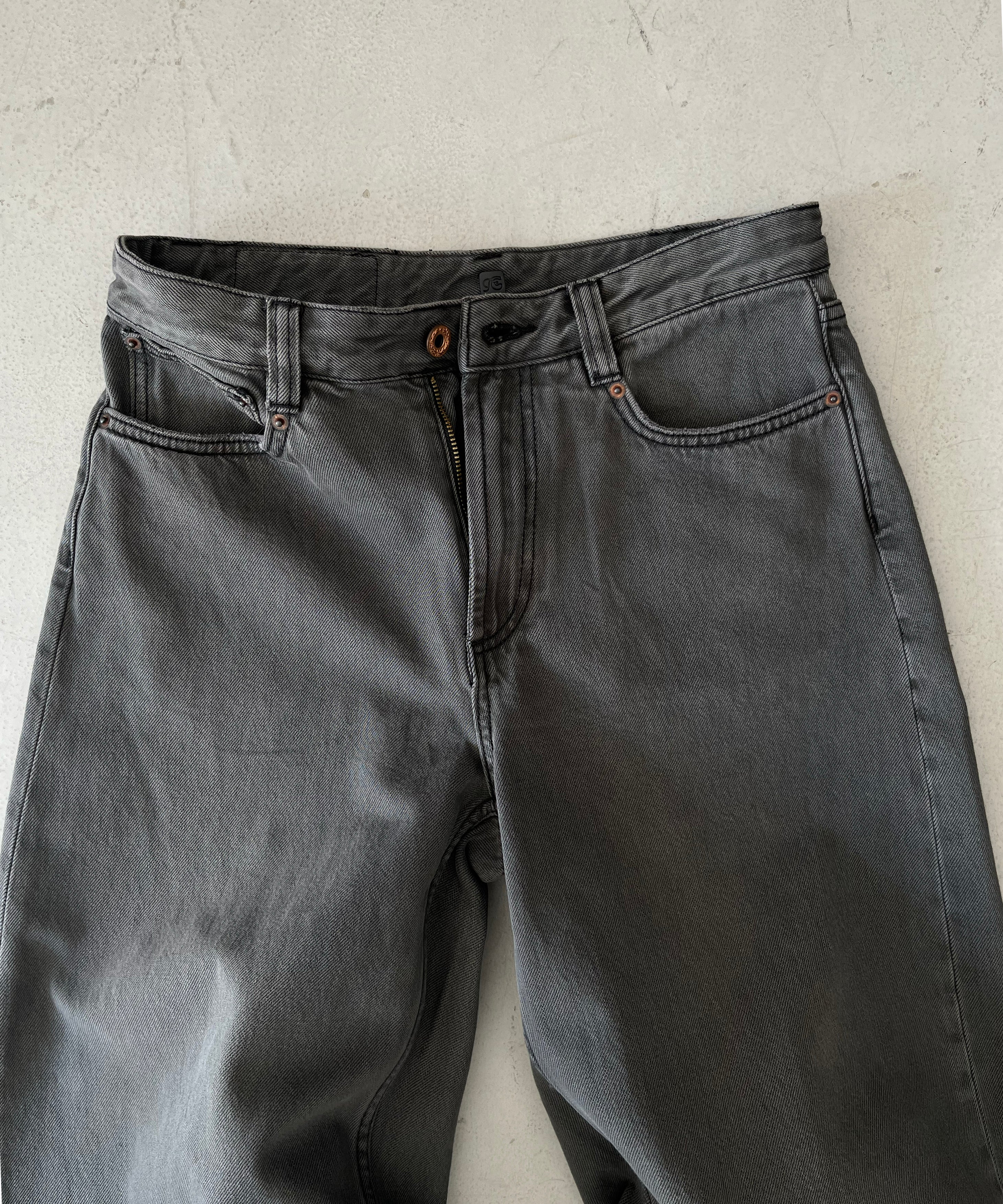 FAX COPY EXPRESS Vintage washed brown-black gardener denim pants "GREY" M